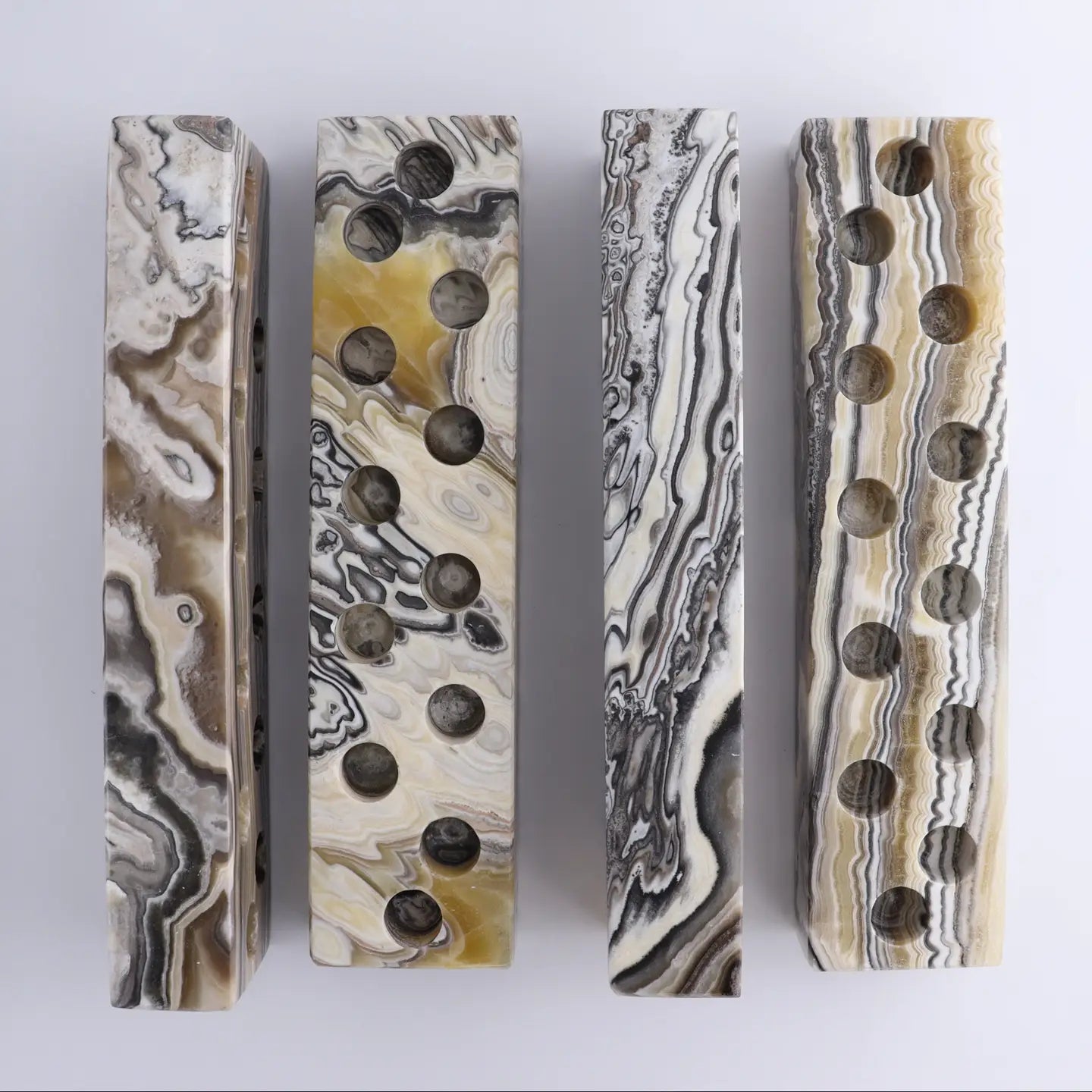 Zebra Onyx Candle Holder | Hand-Carved Crystal Candle Base | Soothing + Grounding Stone Decor