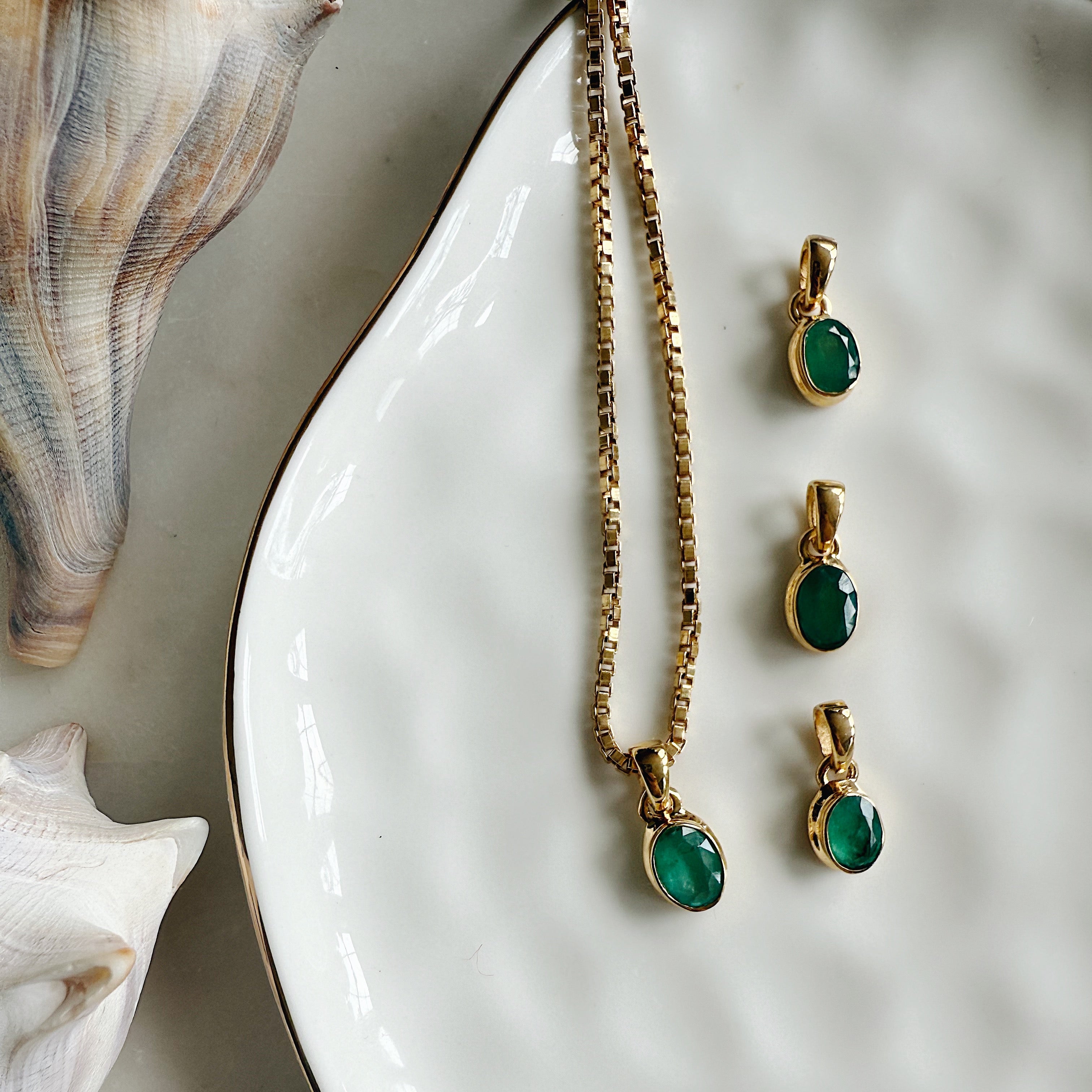 Faceted Emerald Pendants