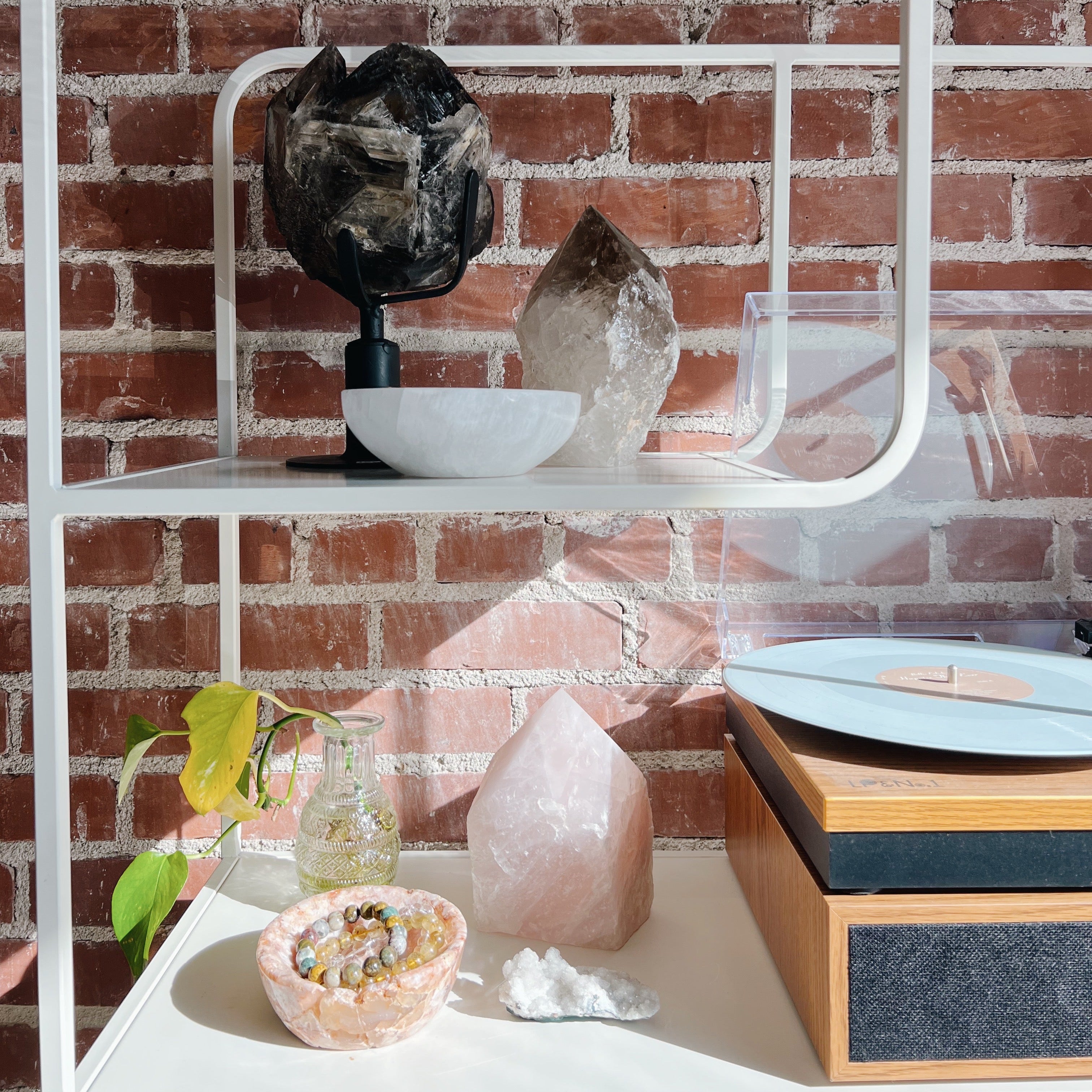 Polished Quartz Stone Lamp | Smoky or Rose Quartz