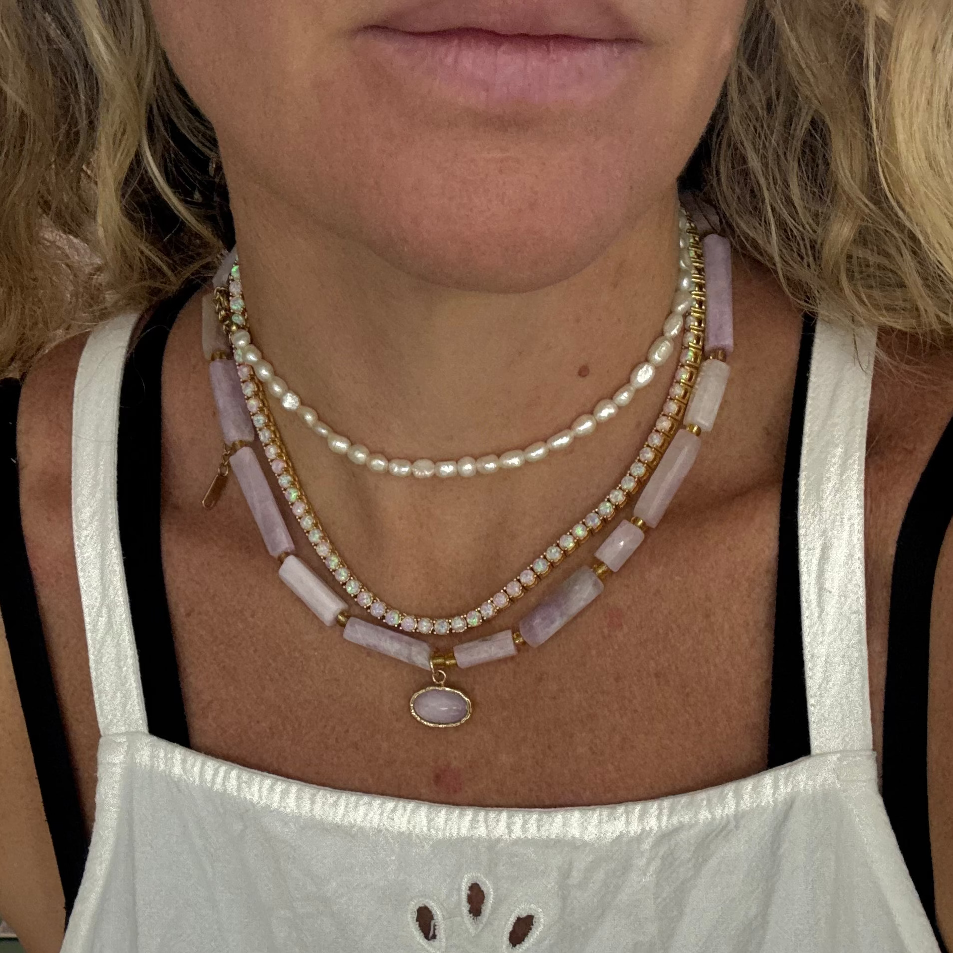 The Alessia Necklace | Kunzite + Pearl