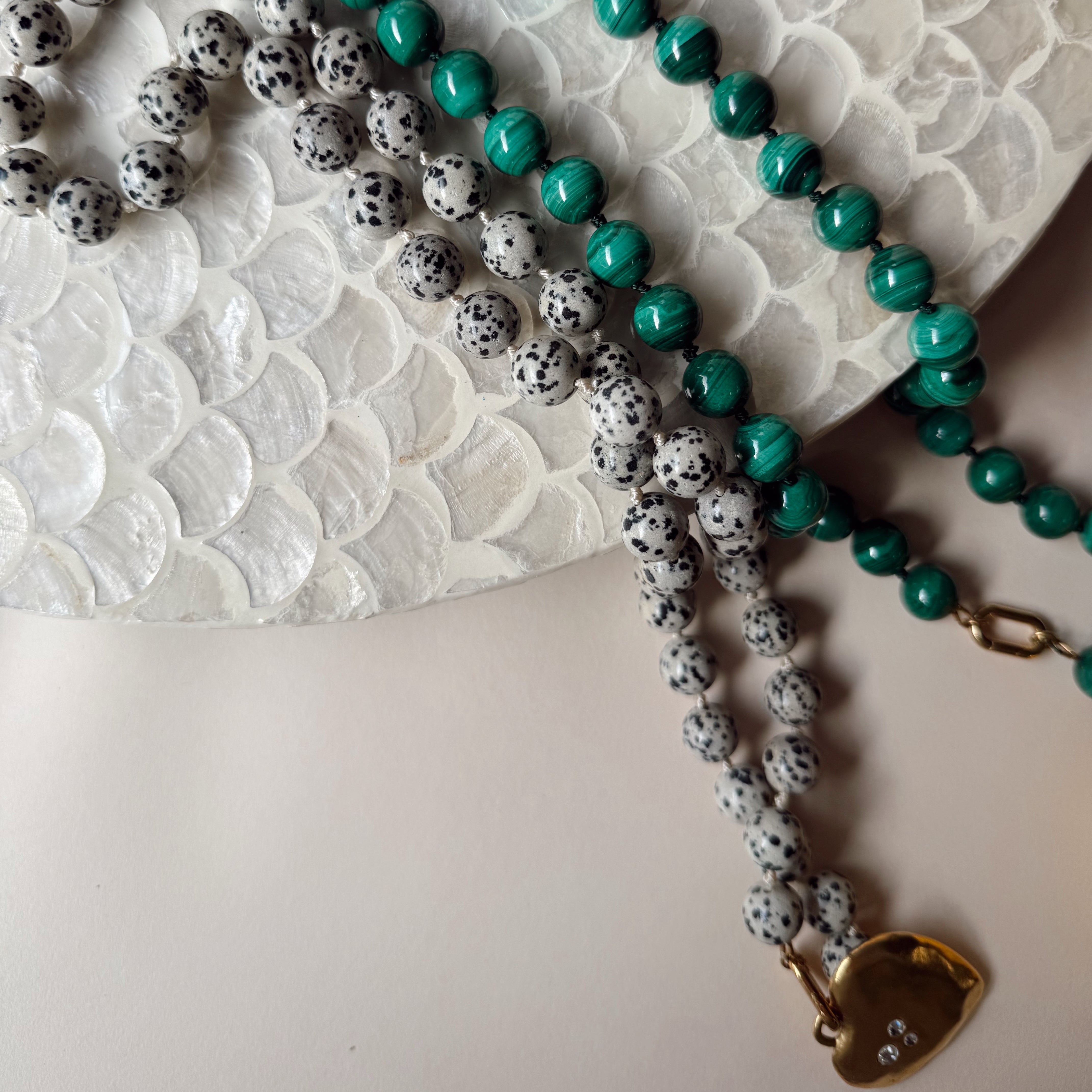 Doris Necklace with Knotted Silk and Stone Beads