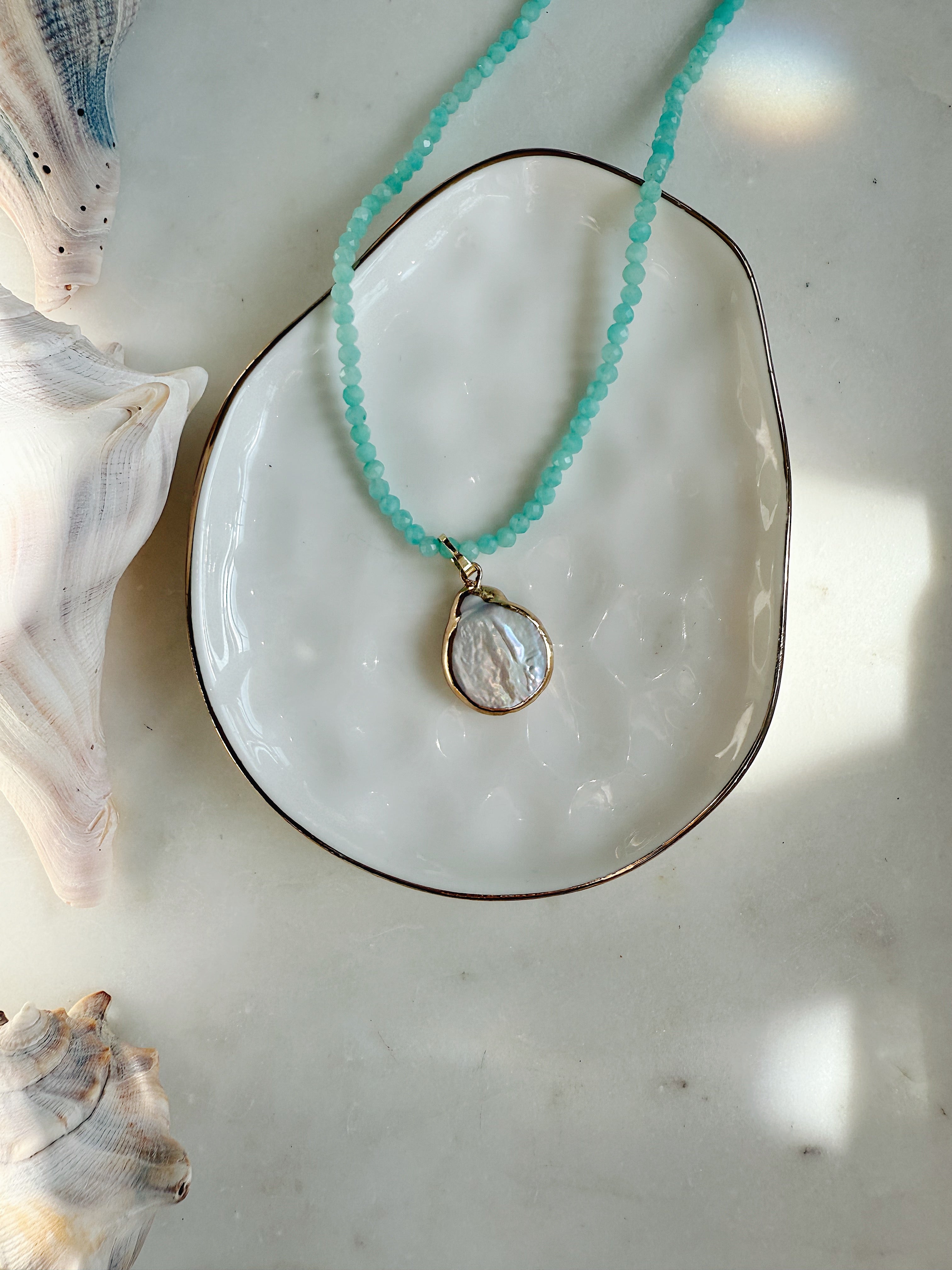 Sea Button Pearl Charm
