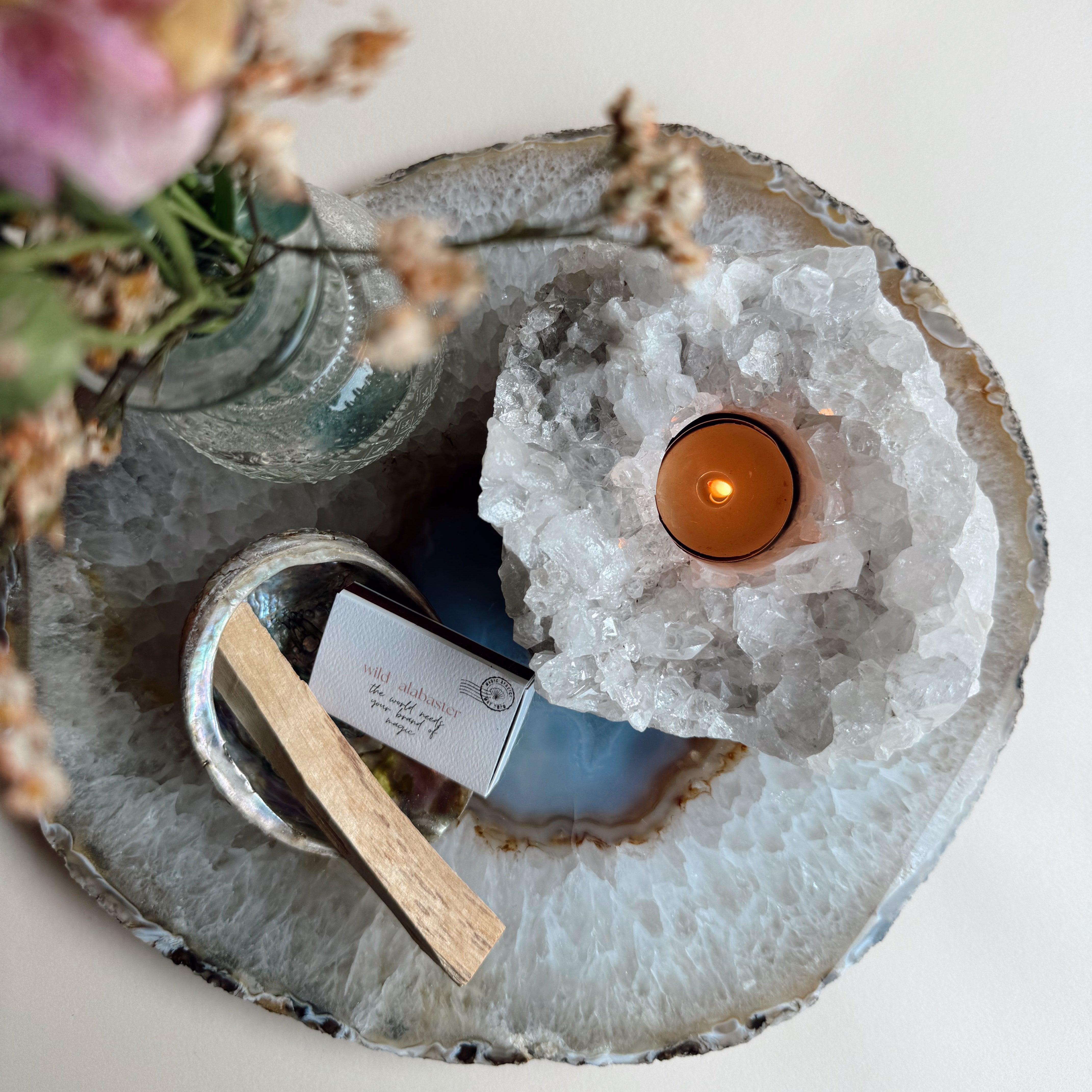 XL Clear Quartz Cluster Votive