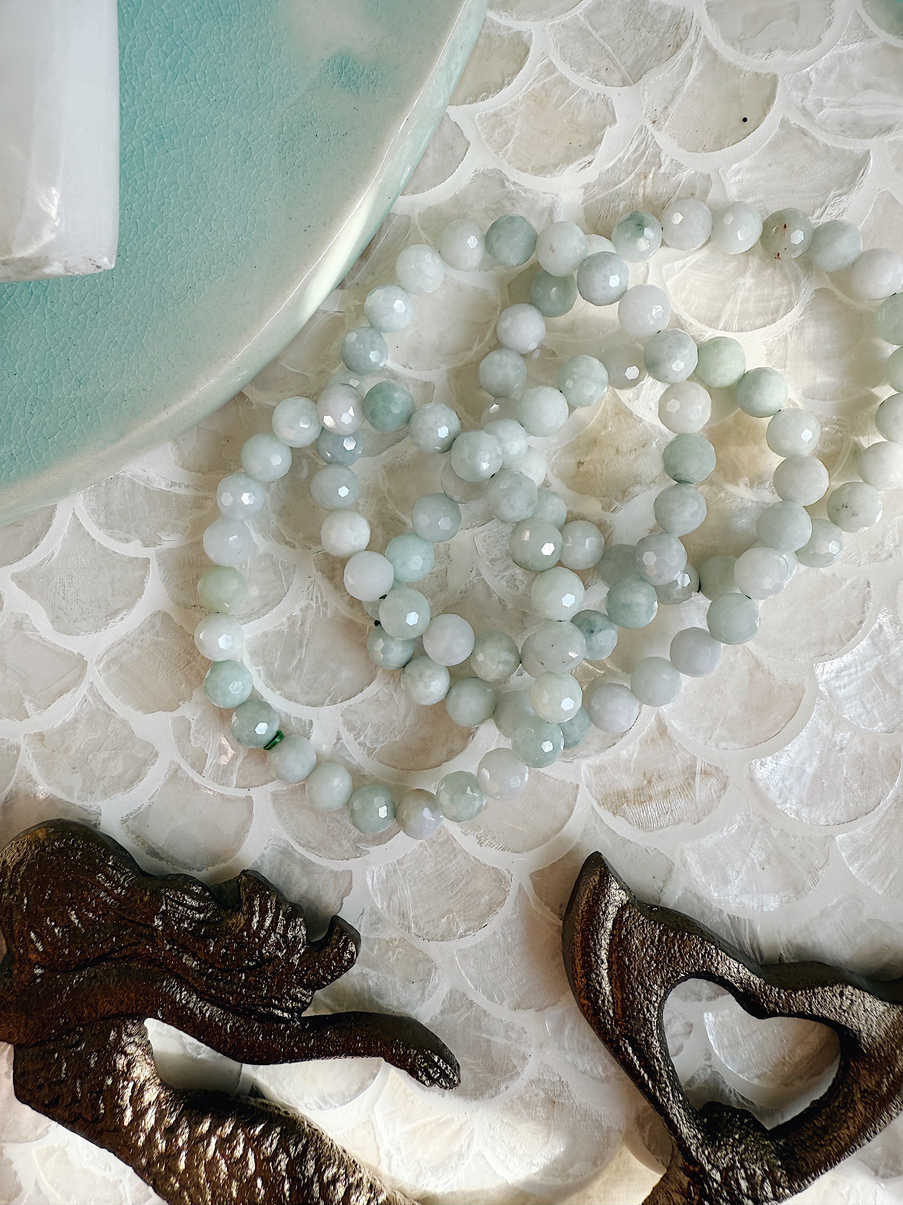 Faceted Sea Foam Jade Bracelet