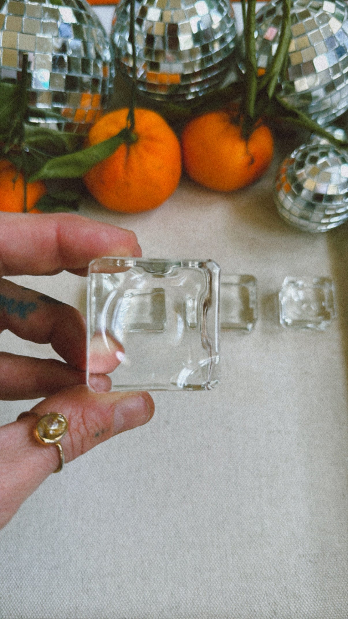 Square Glass Sphere Stand Wild Alabaster