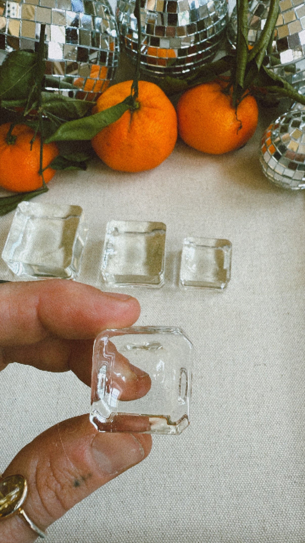 Square Glass Sphere Stand Wild Alabaster