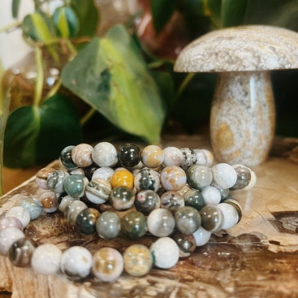 Intuitively Chosen Ocean Jasper Round Stone Bracelet Wild Alabaster