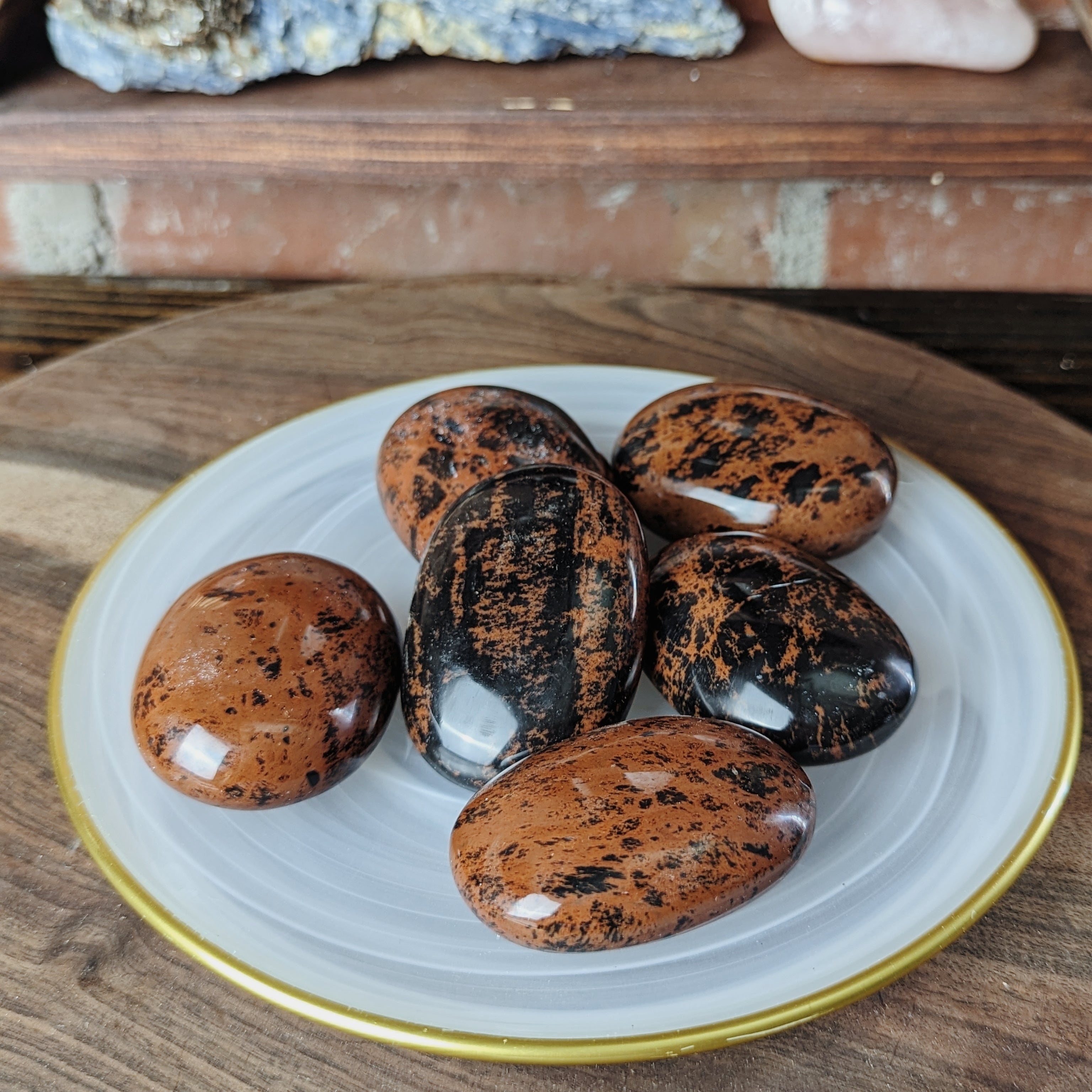 Intuitively Chosen Mahogany Obsidian Palm Stone Wild Alabaster