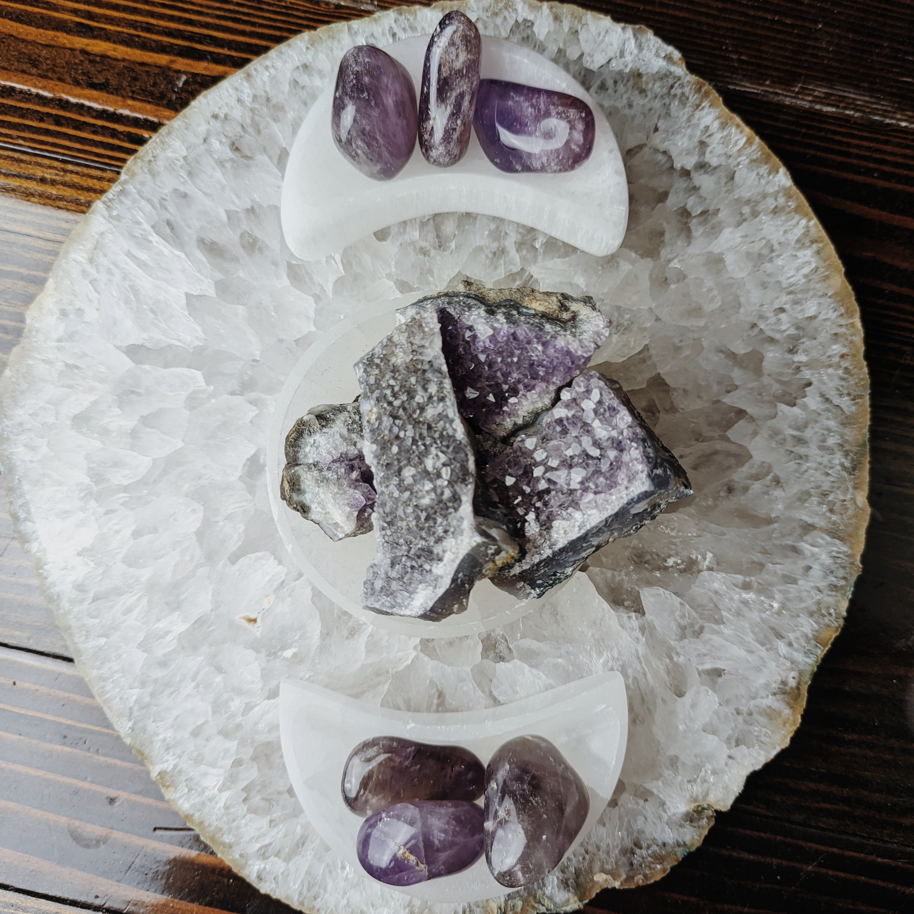 Intuitively Chosen Amethyst Tumble Bag (One Pound) Wild Alabaster