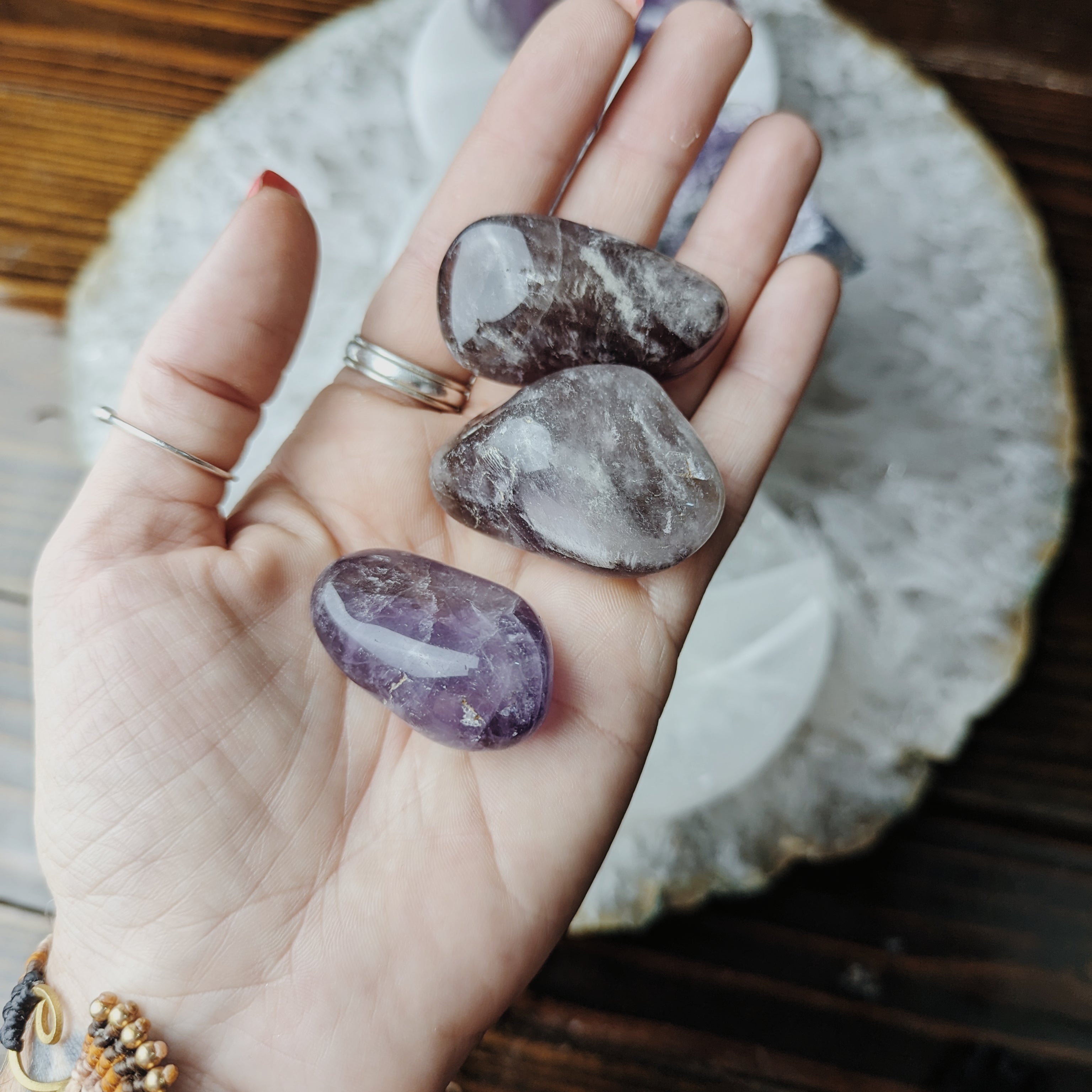 Intuitively Chosen Amethyst Tumble Bag (One Pound) Wild Alabaster