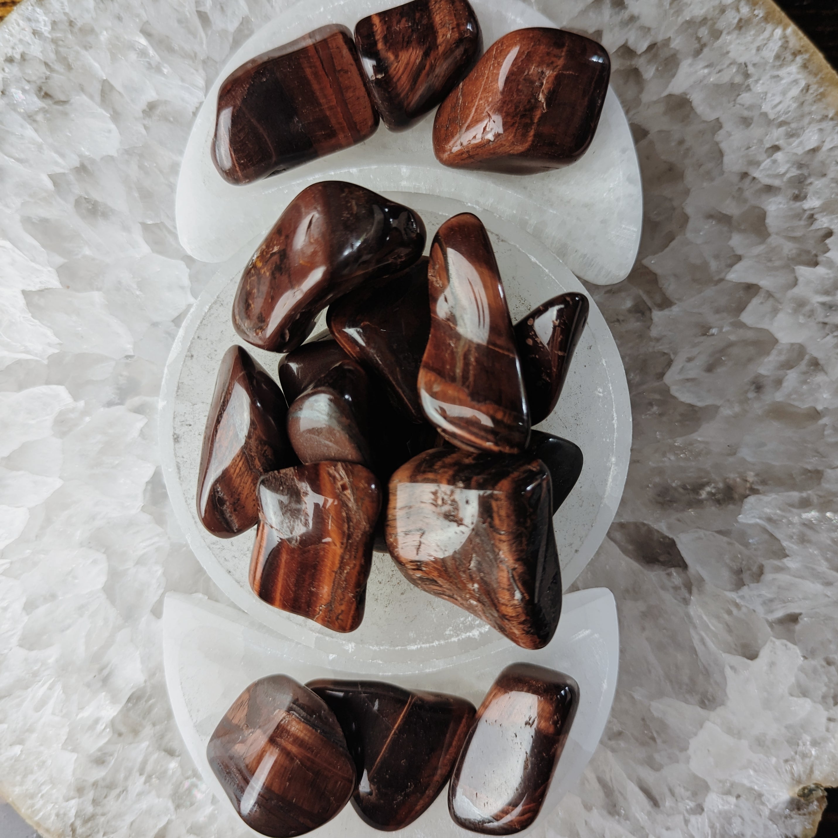 Intuitively Chosen Tiger's Eye Tumble (Raw or Polished) 1lb. Bag Wild Alabaster