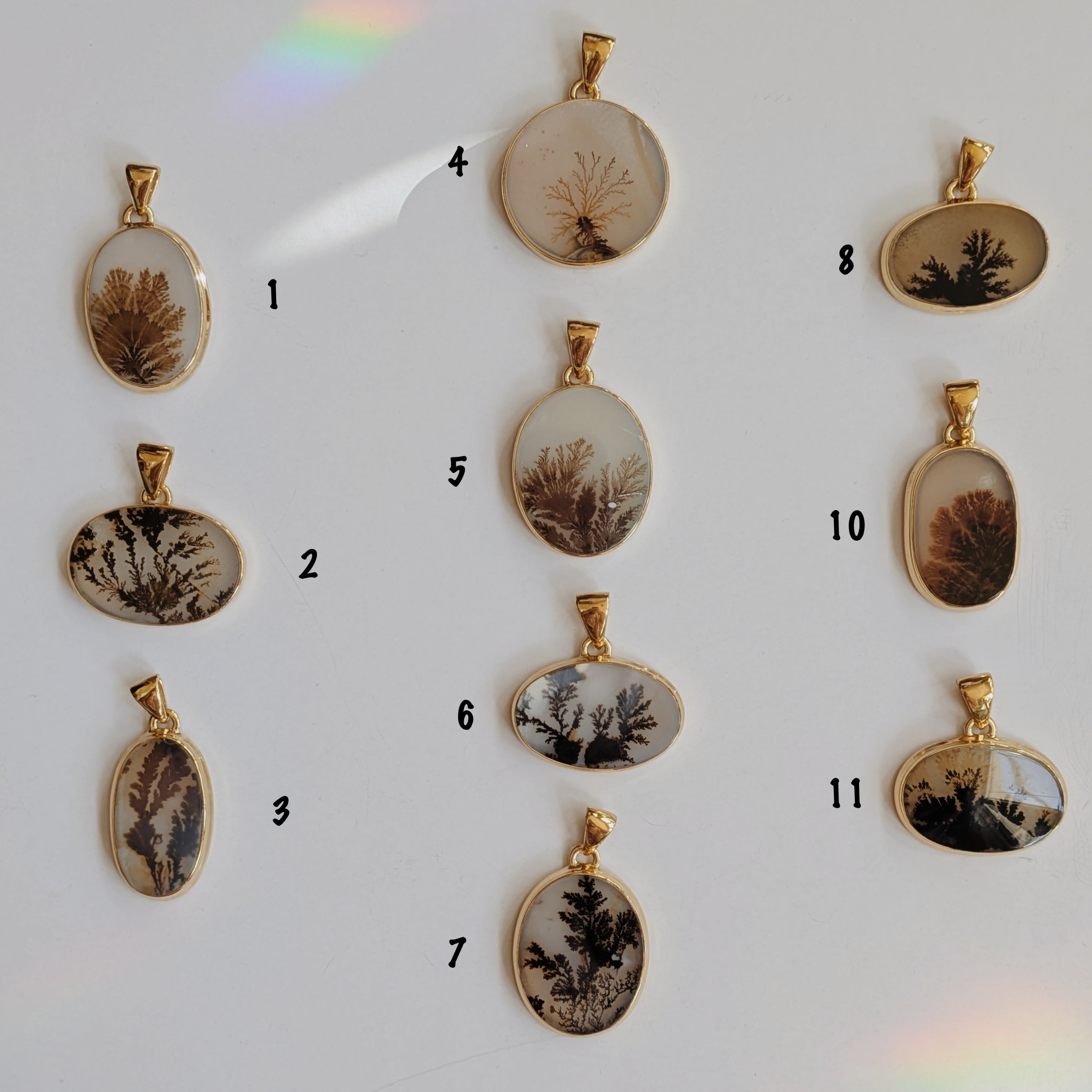 Large Scenic Dendritic Agate Pendents | Gold Wild Alabaster