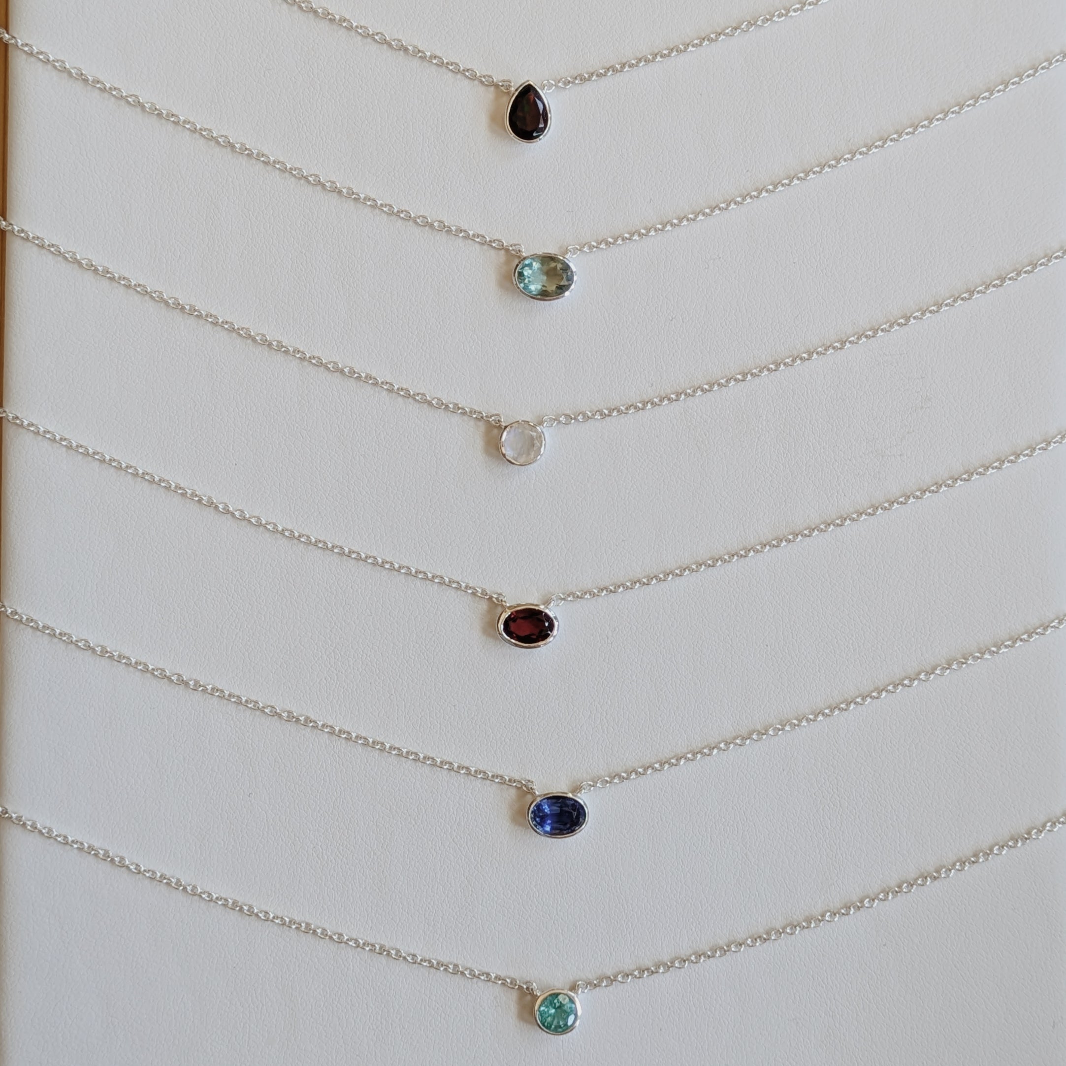 Dainty Faceted Gemstone Pendant Necklaces | Sterling Silver Wild Alabaster