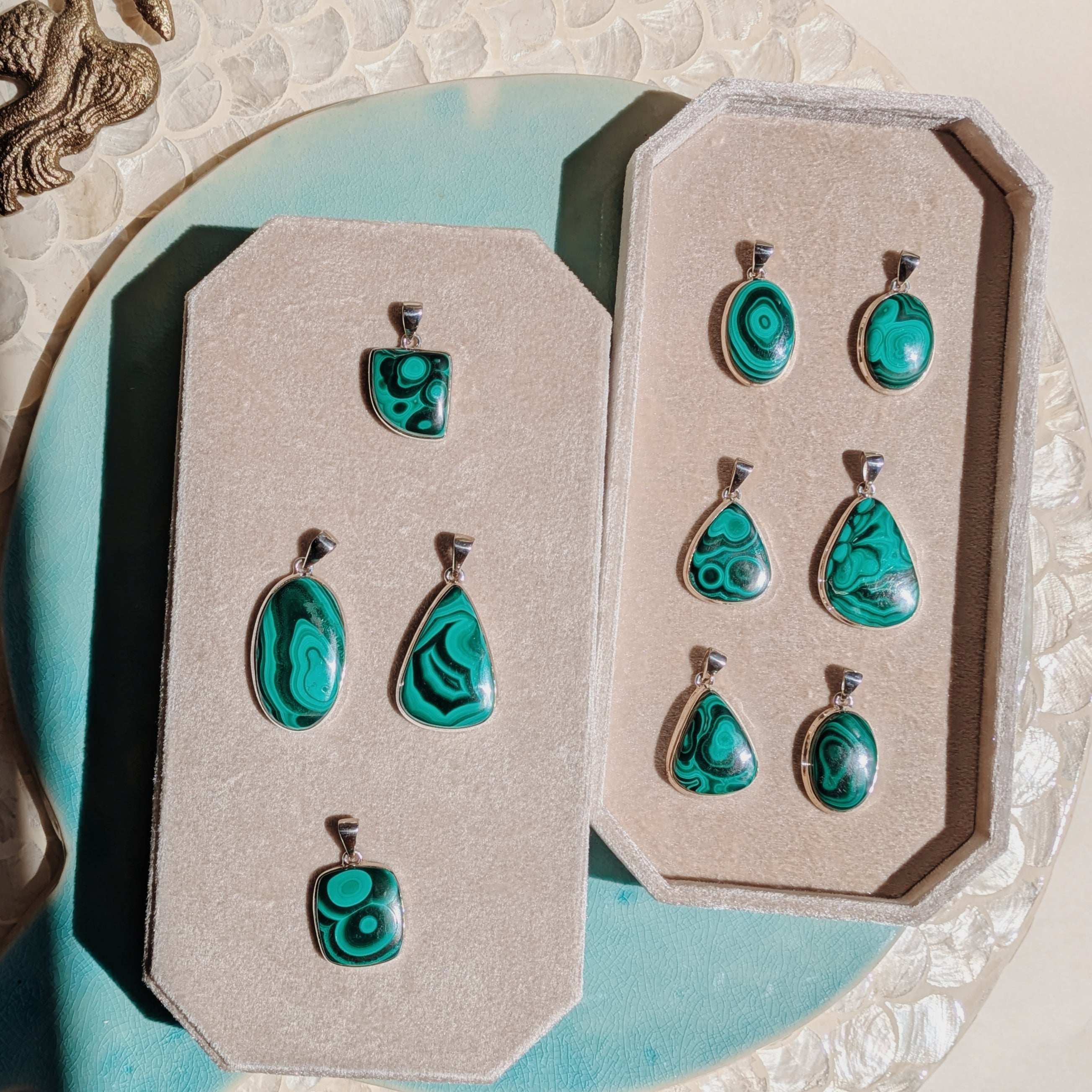Malachite Pendant | Gold