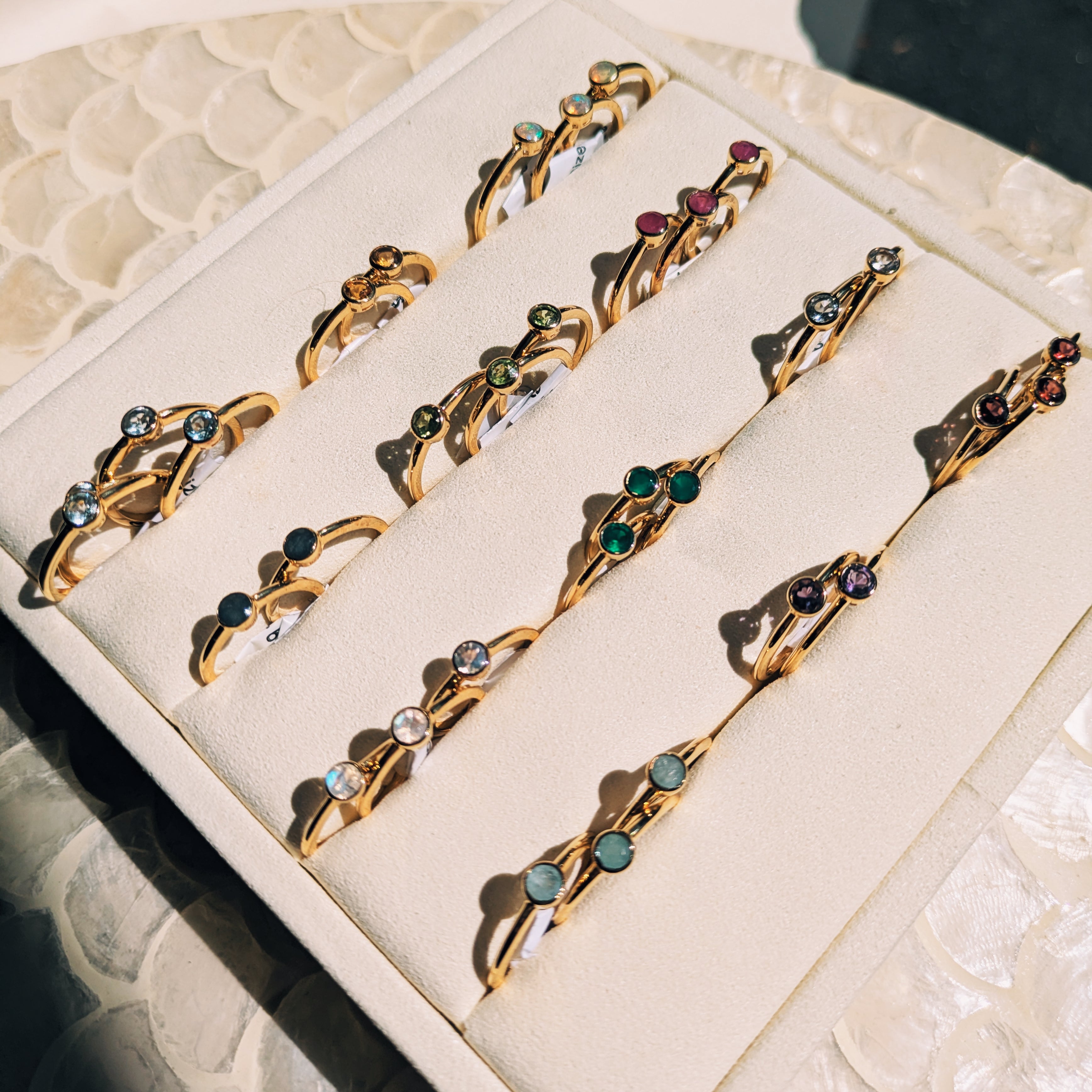 Faceted Birthstone Stacking Rings | Gold