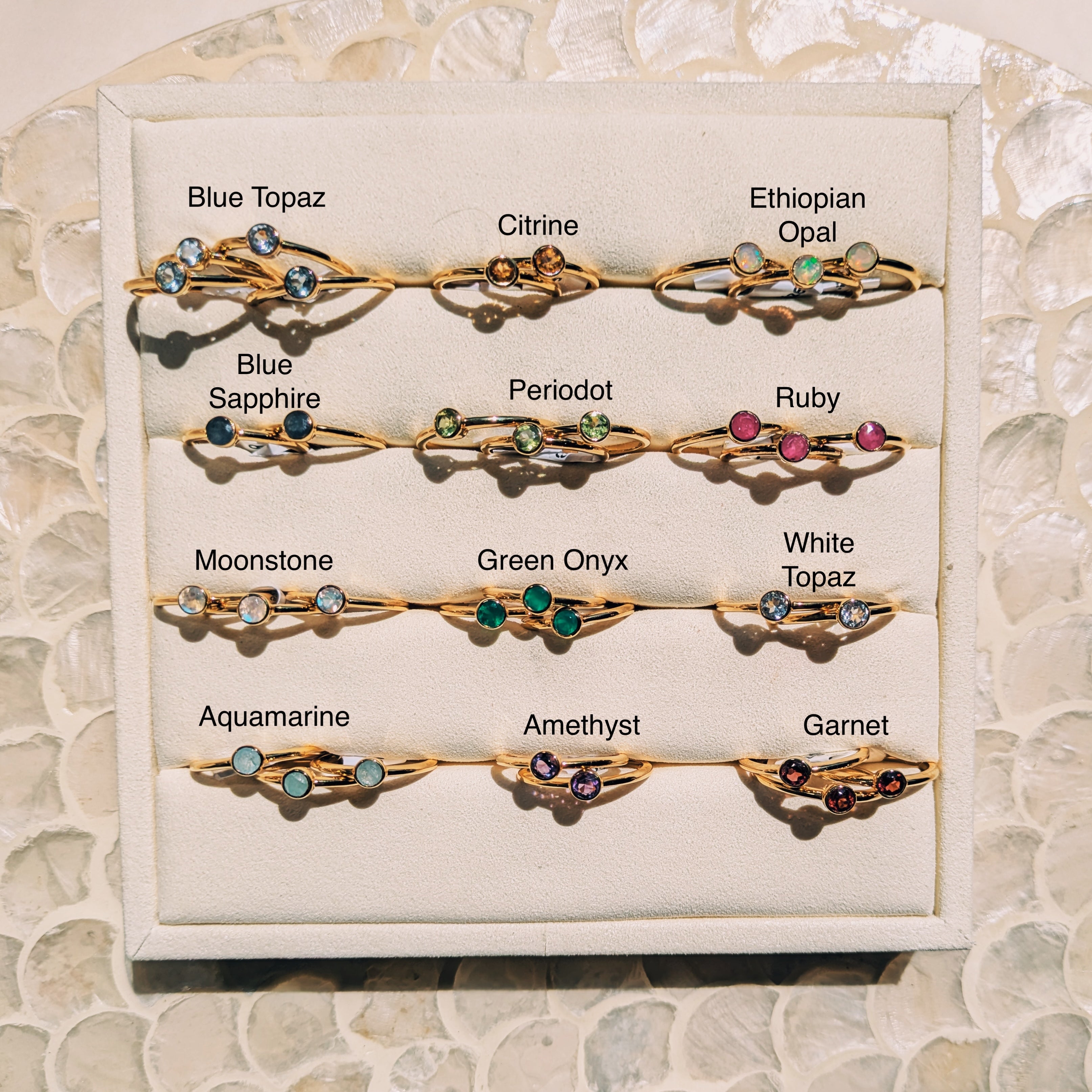 Faceted Birthstone Stacking Rings | Gold