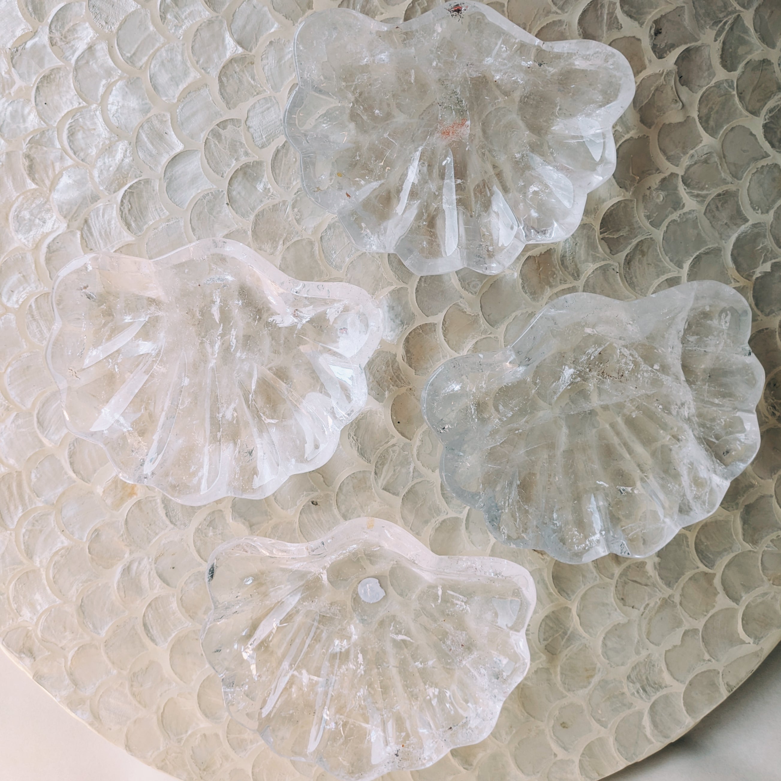 Clear Quartz Scallop Seashell Dish
