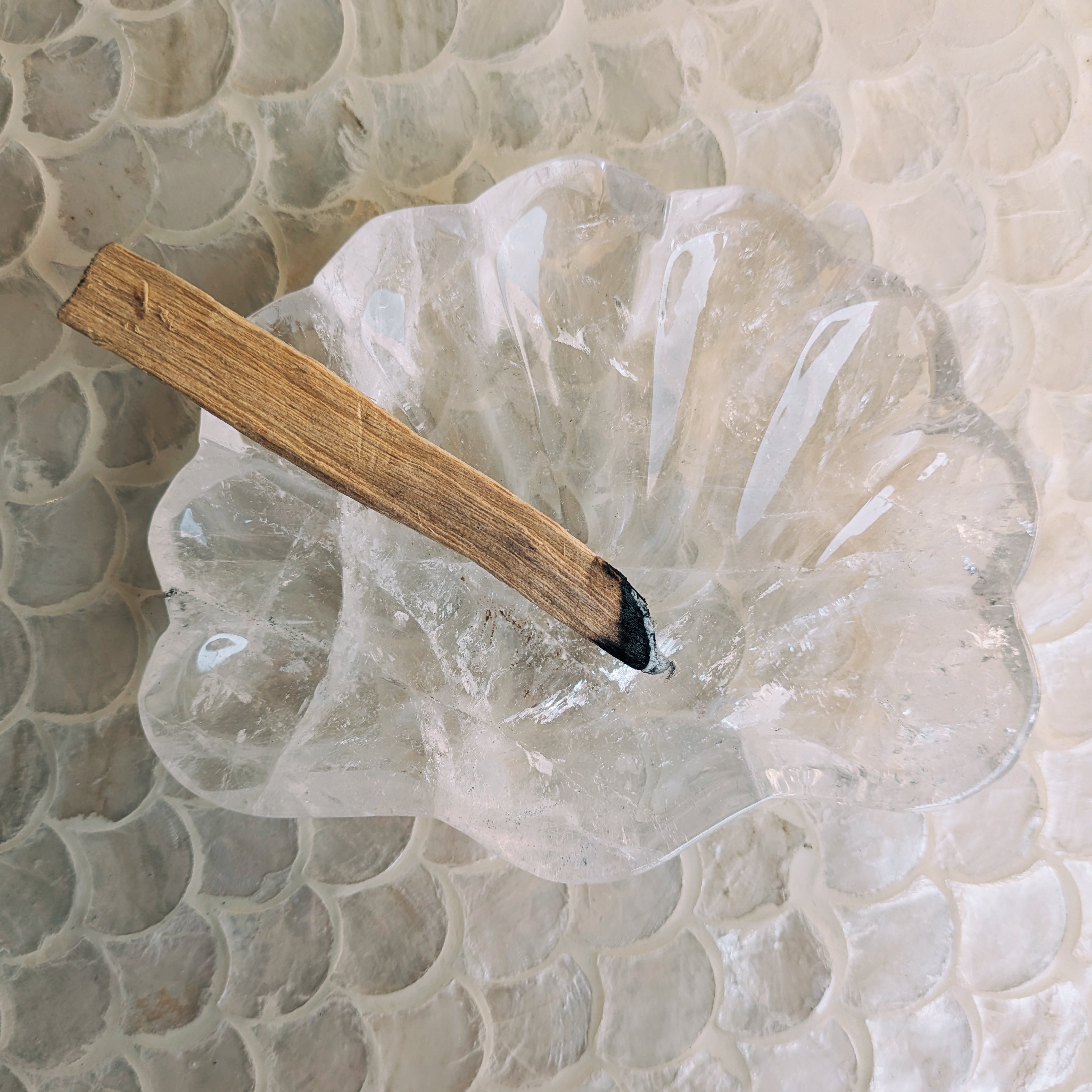 Clear Quartz Scallop Seashell Dish