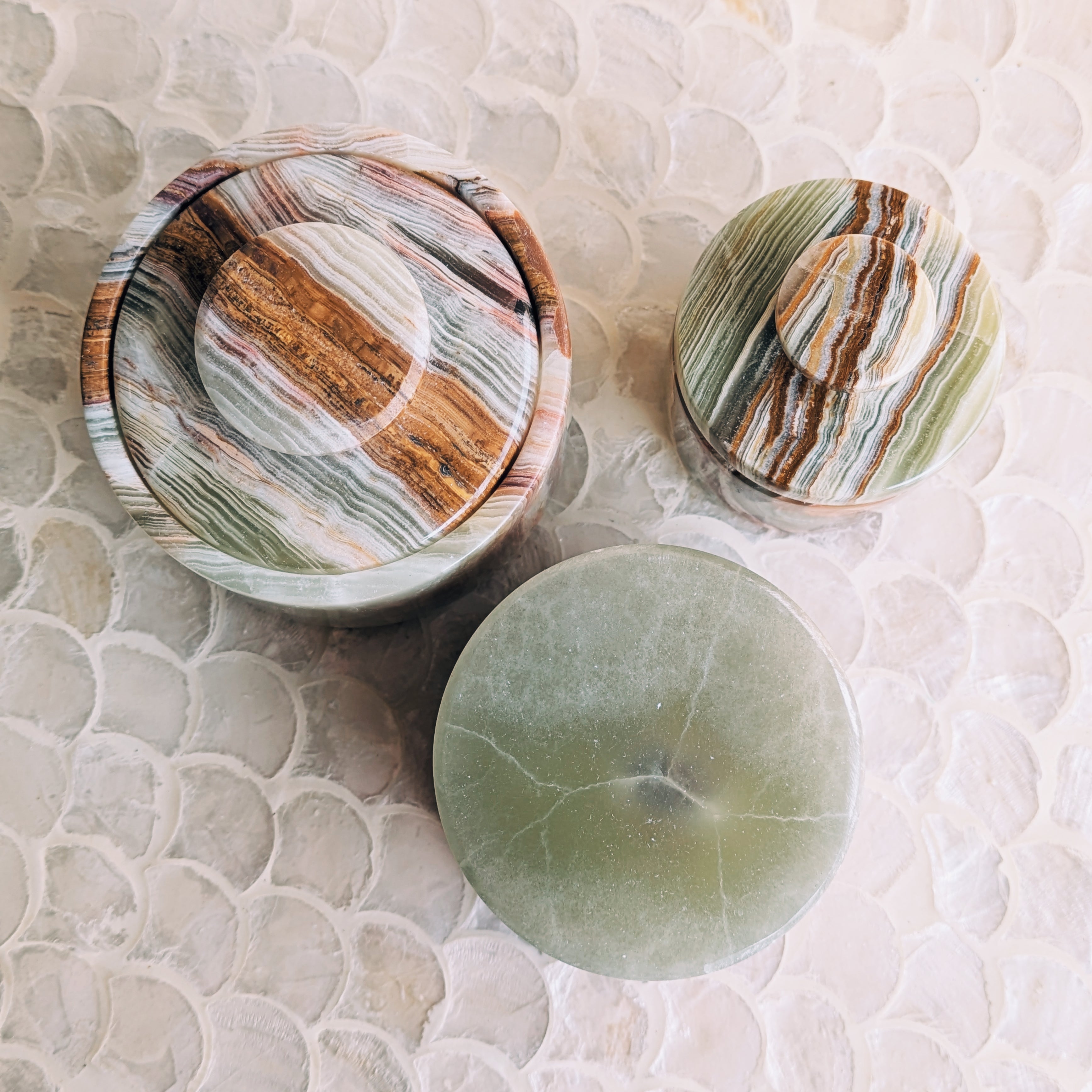 Green Onyx Trinket Jar with Lid