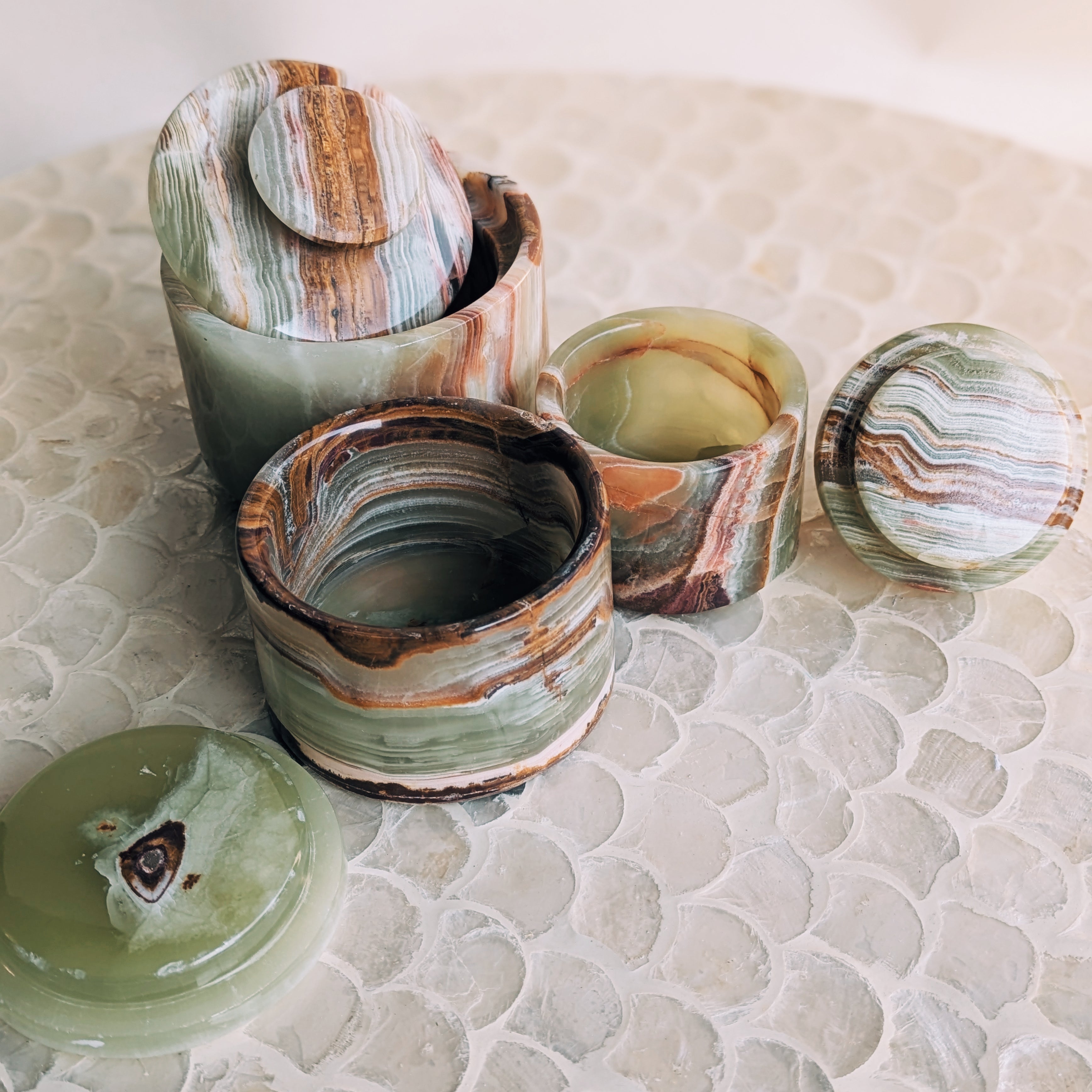 Green Onyx Trinket Jar with Lid