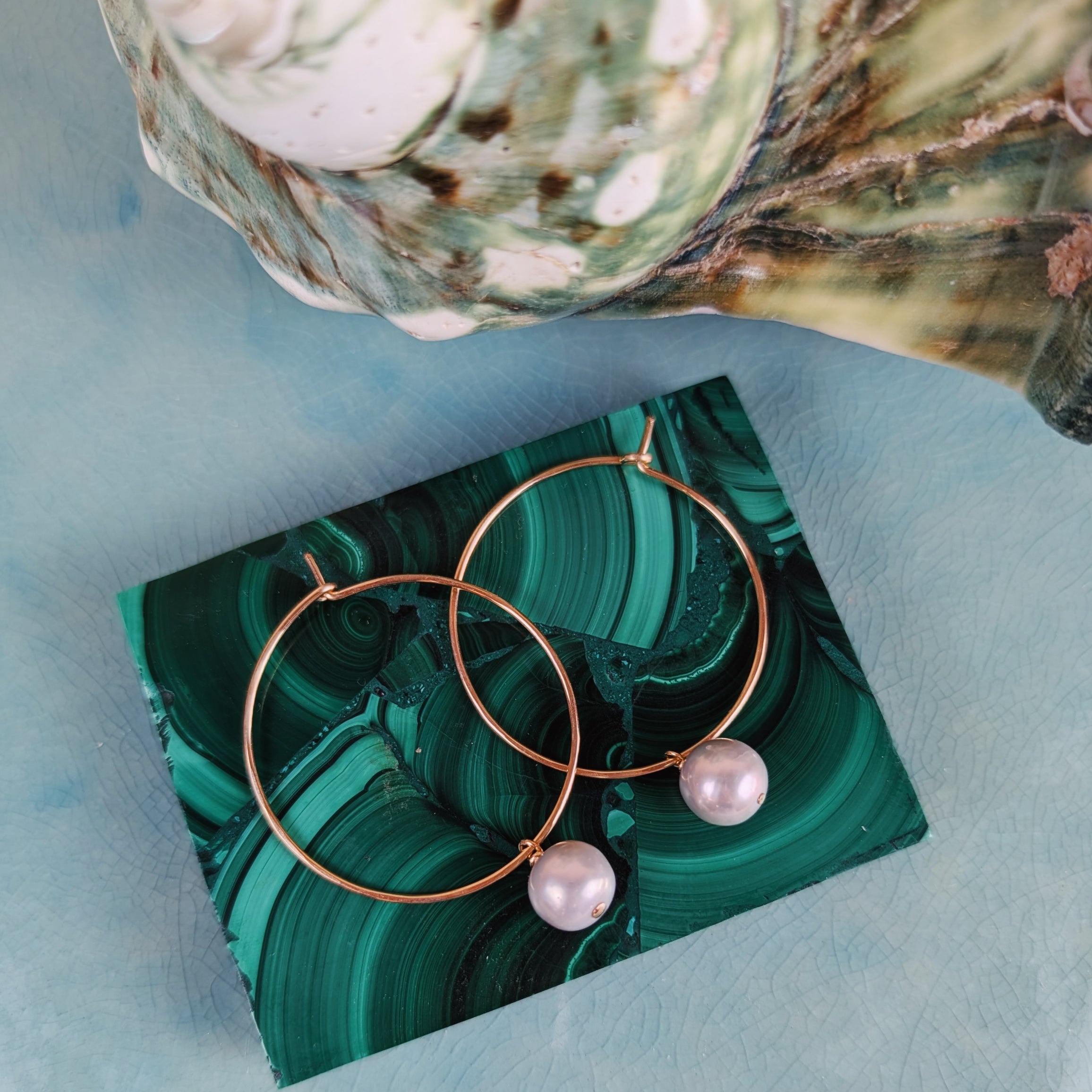 Moon Pearl Hoops | Desert Moon