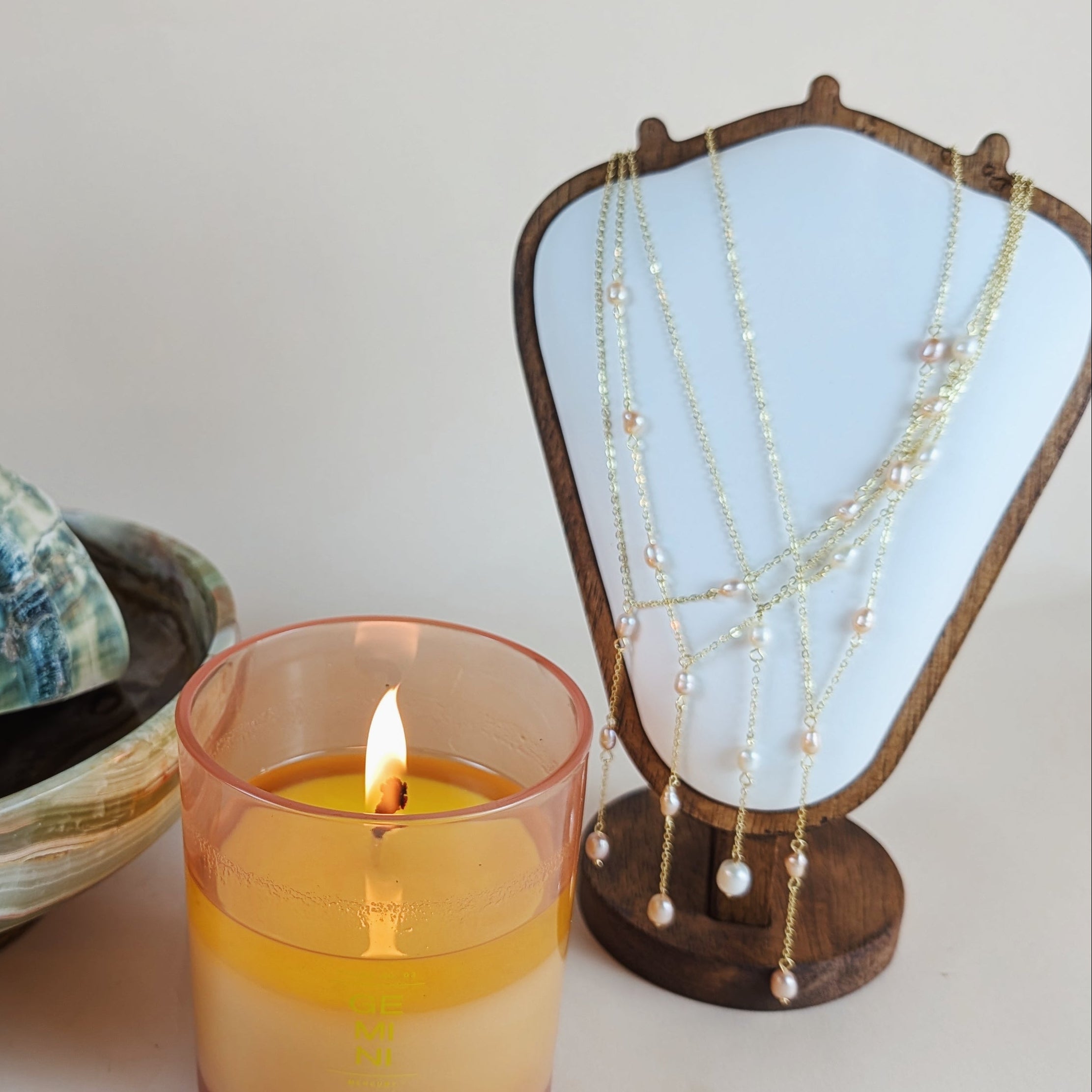 The Lyra Lariat | Gold or Silver and Pearl Drop Necklace