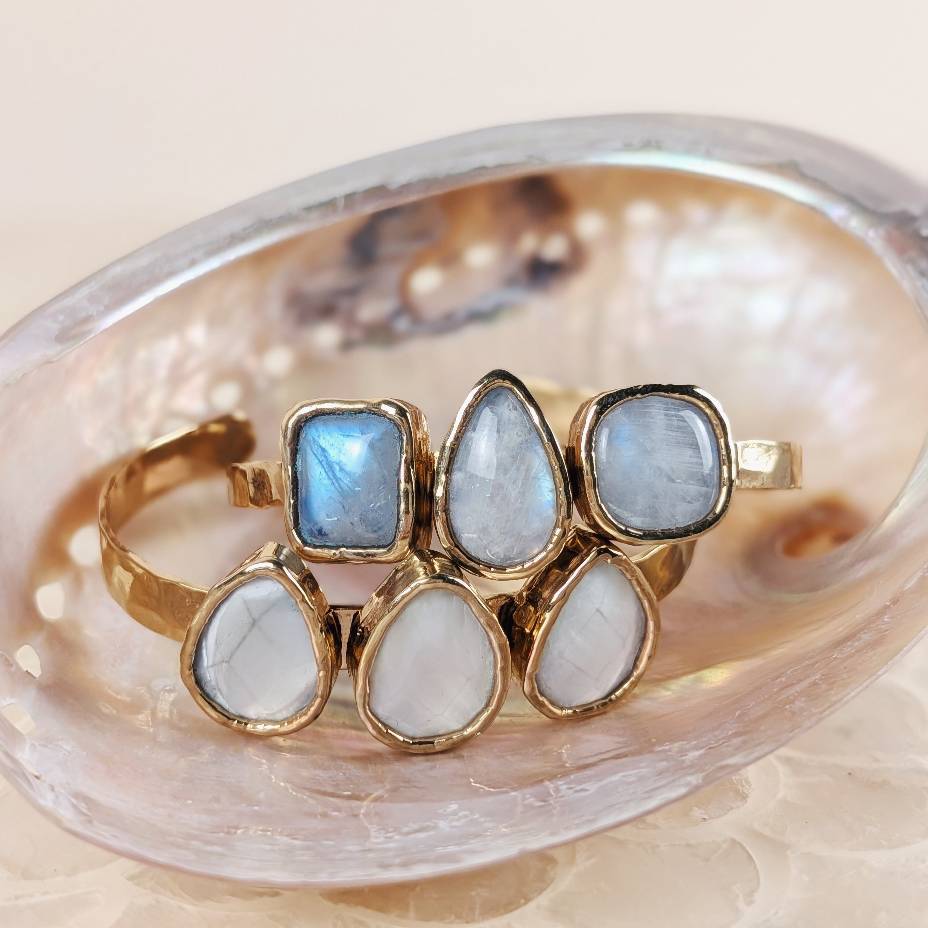 The Lucia Cuff | Mother of Pearl + Moonstone