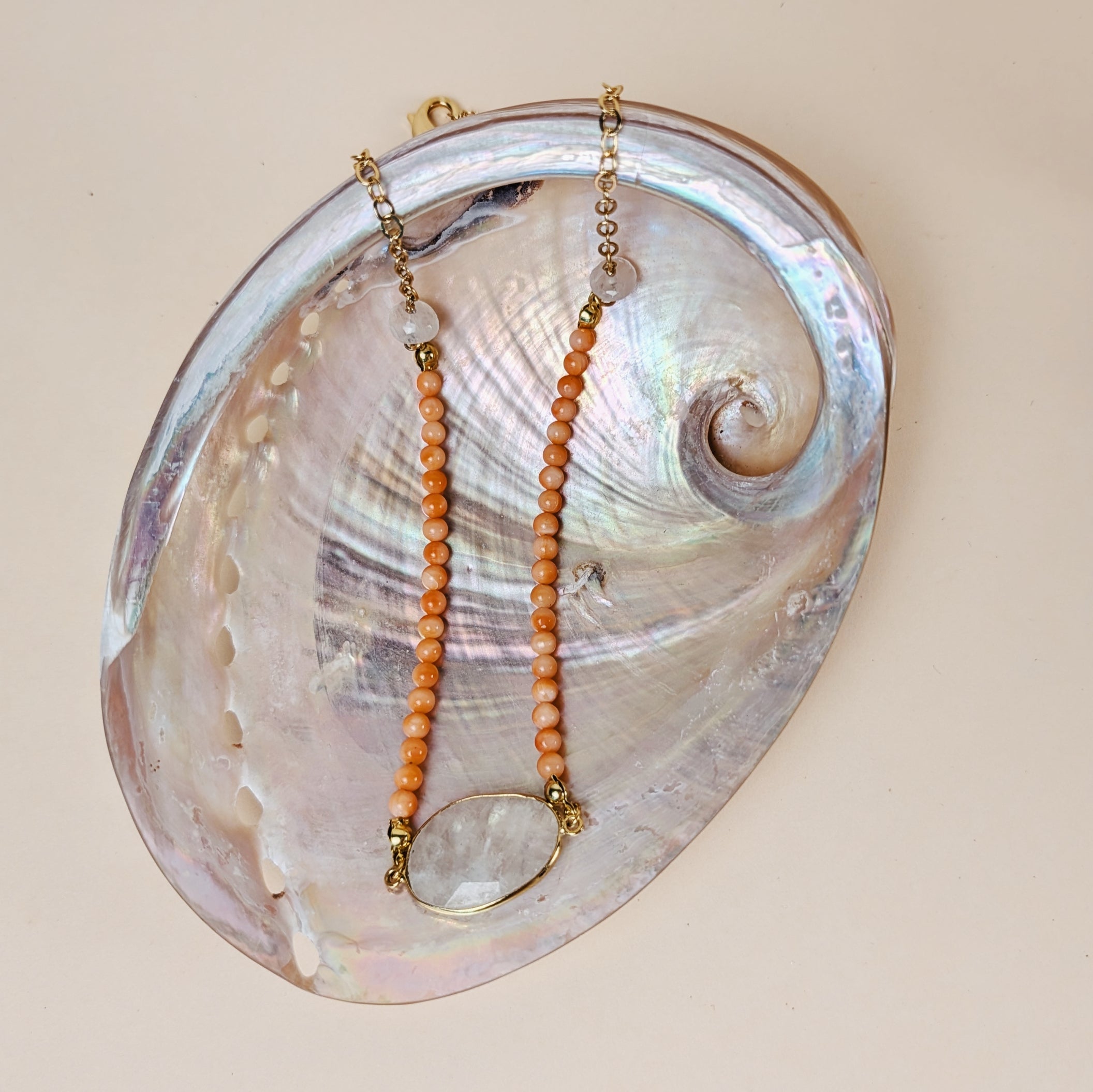 The Coraline Necklace | Italian Coral + Moonstone