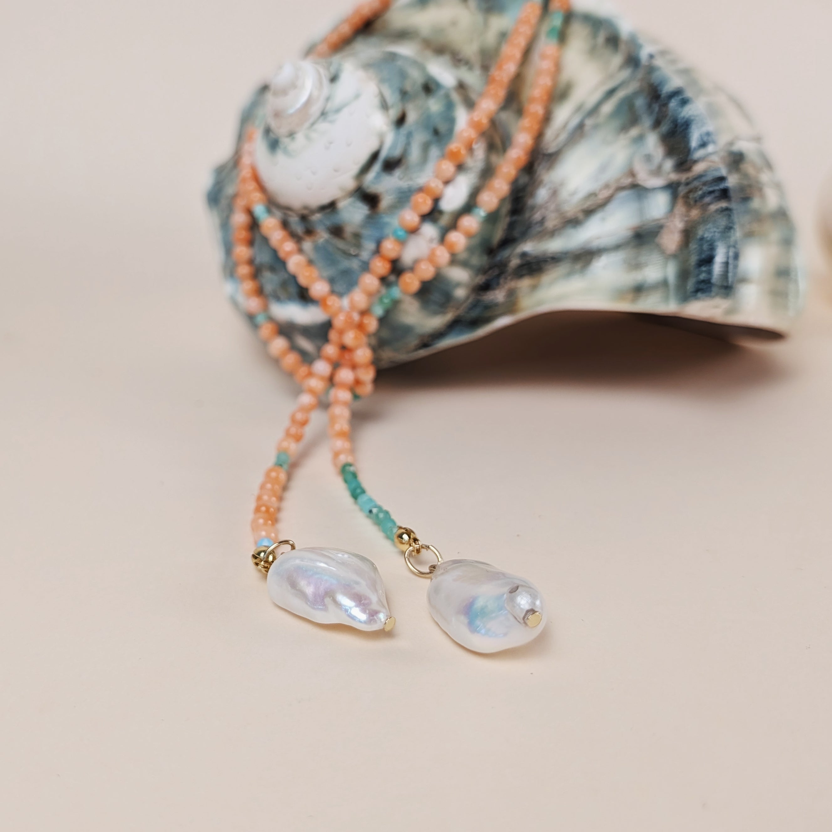 The Rosalie Necklace | Coral + Chrysoprase + Pearl