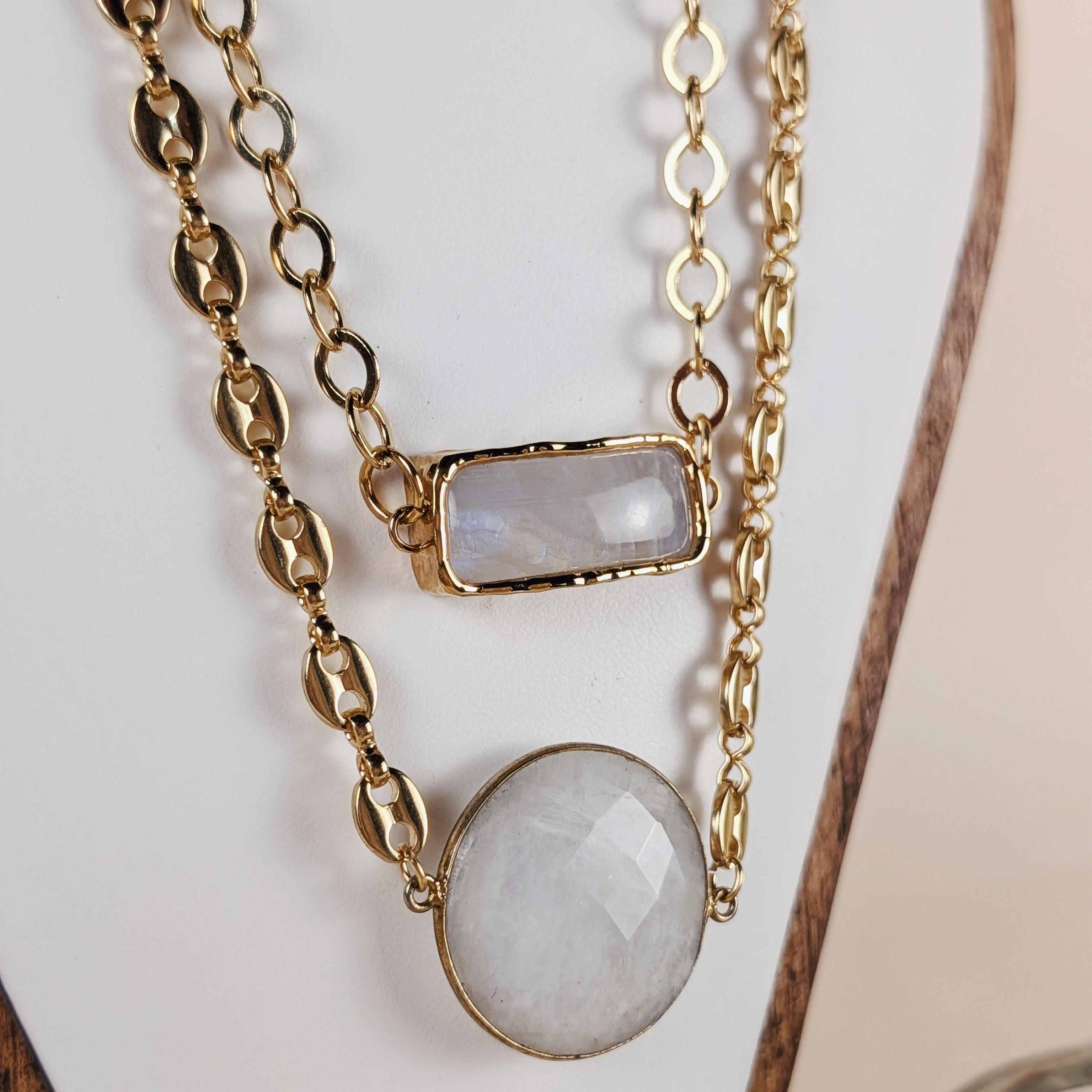 The Cordella Necklace | Moonstone + Pink Opal