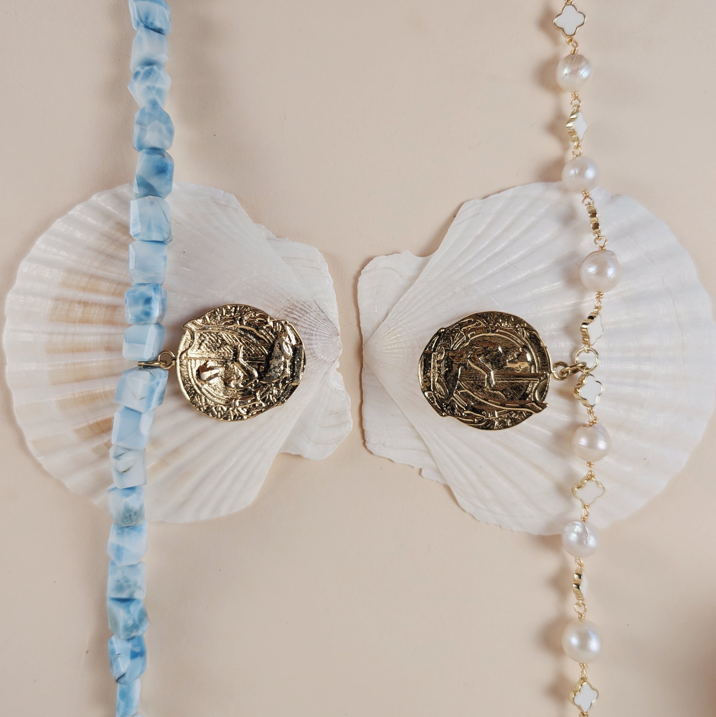 The Thea Necklace | Larimar + Pearl