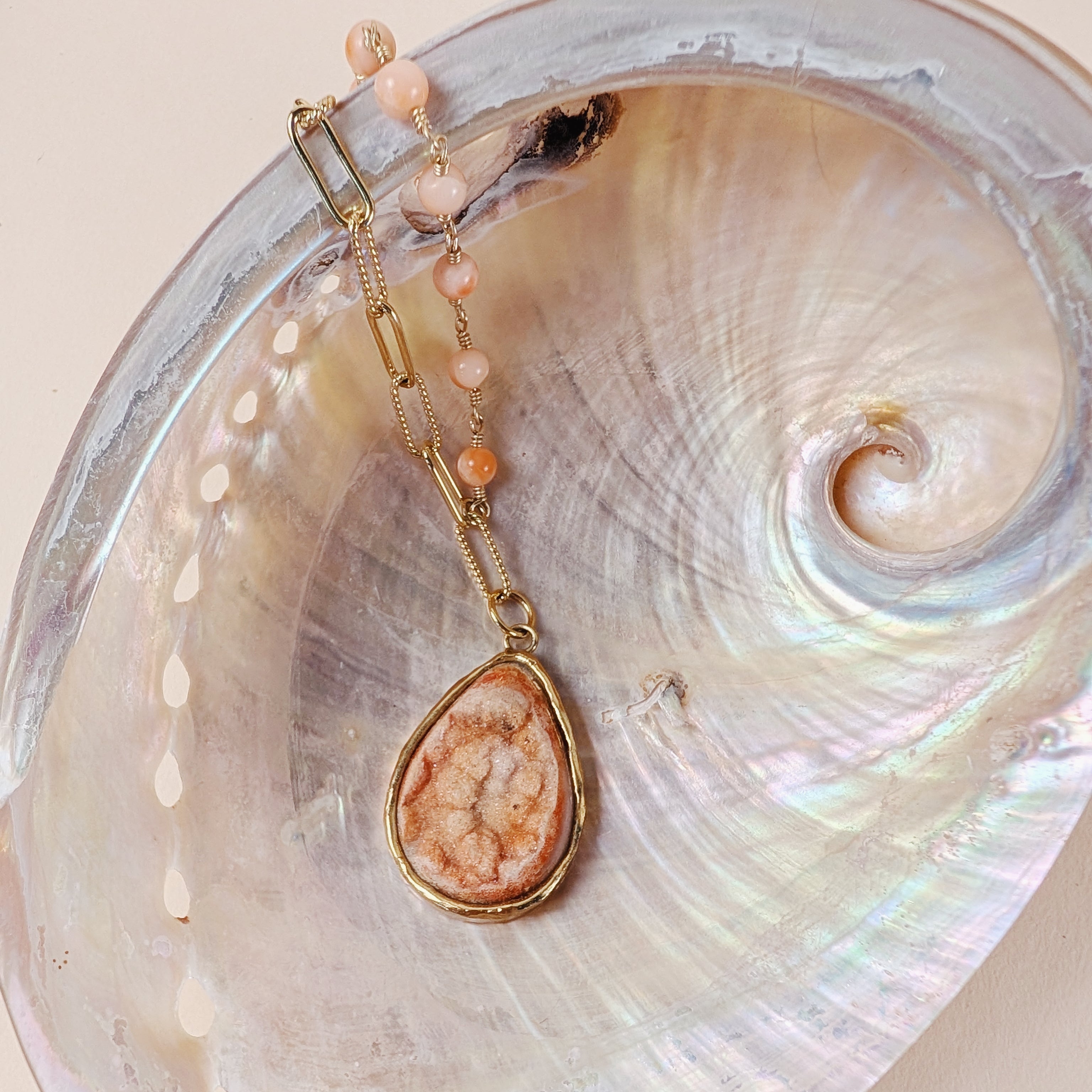 The Marcella Necklace | Coral + Agatized Coral