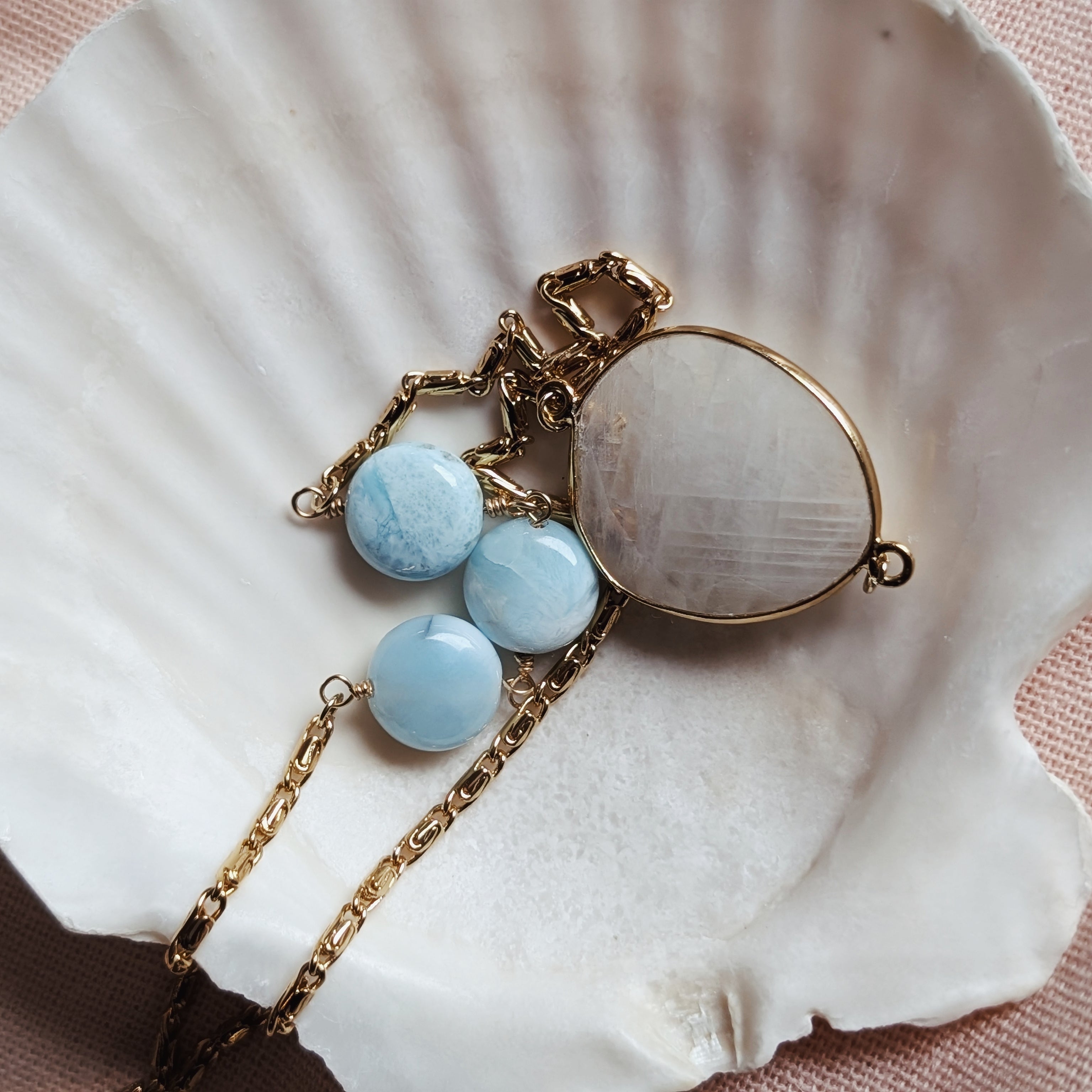 The Sabine Necklace | Moonstone & Larimar