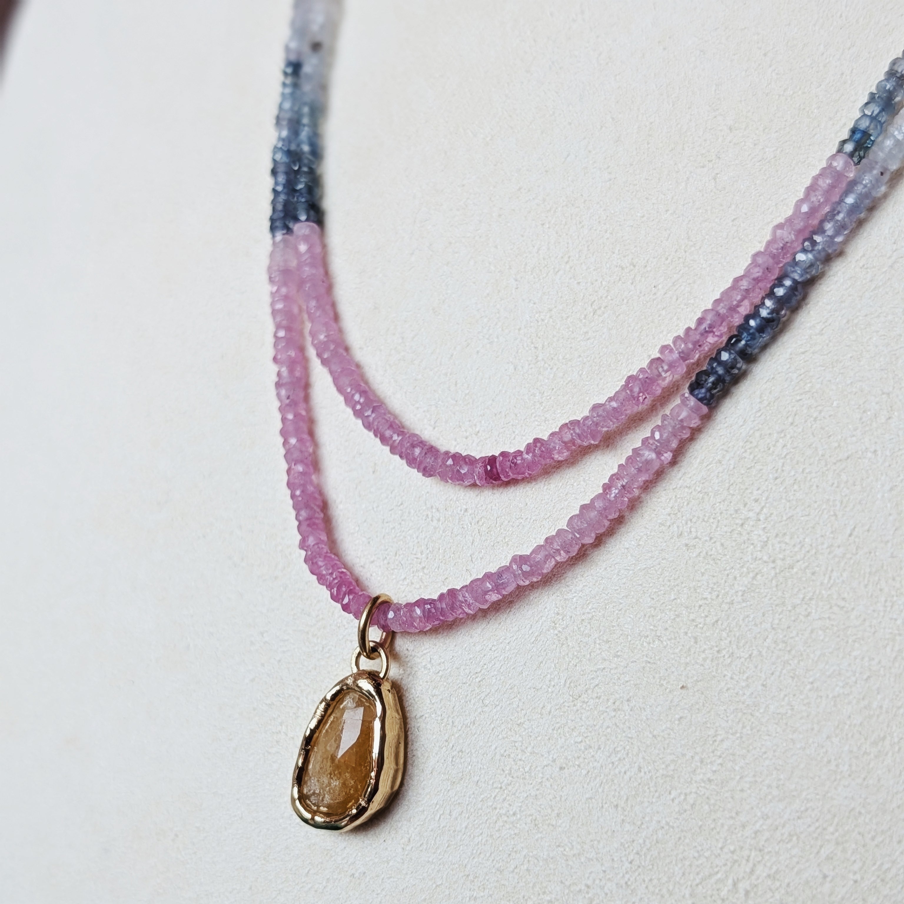 The Celine Necklace | Prehnite, Quartz + Sapphire