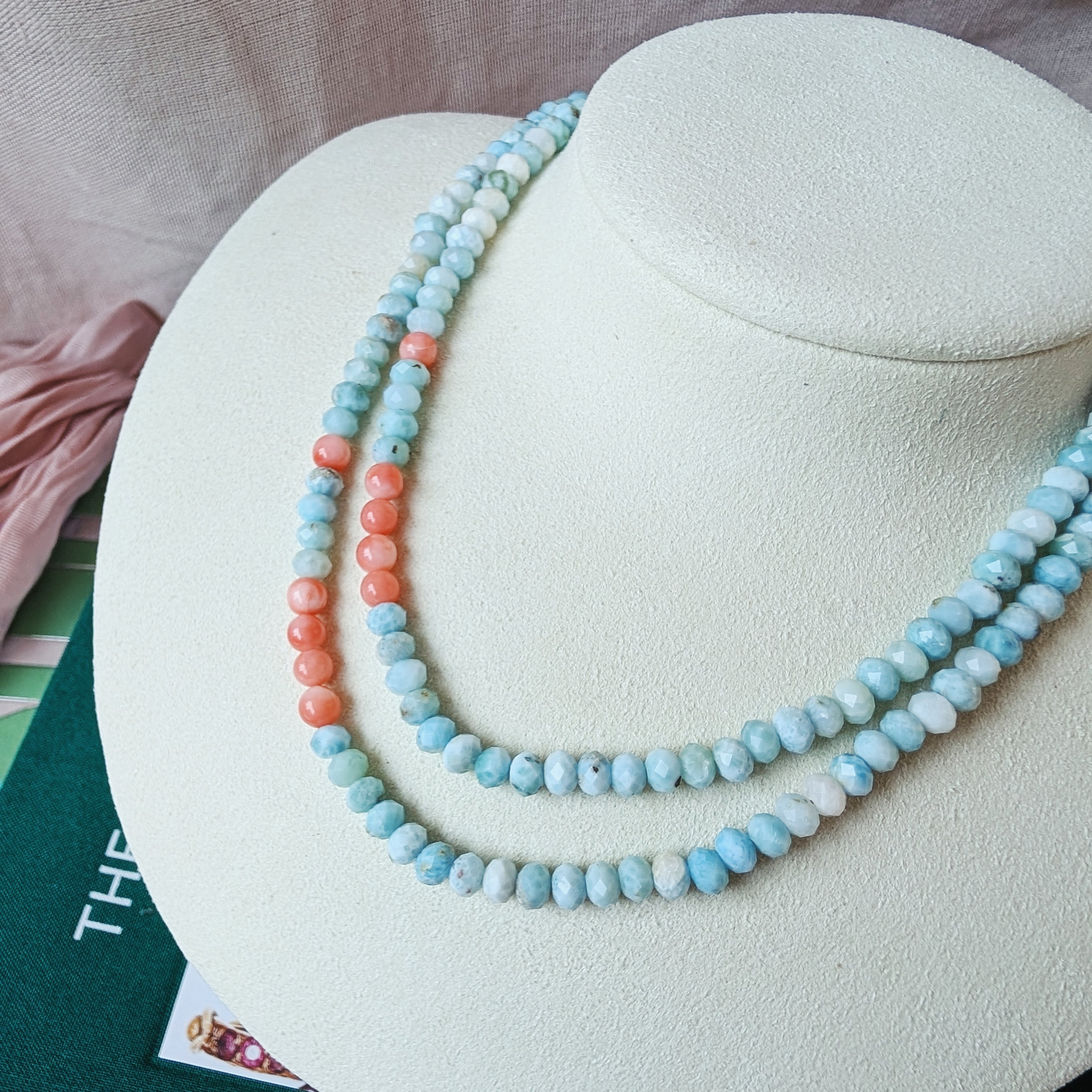 The Capri Necklace | Italian Coral + Larimar