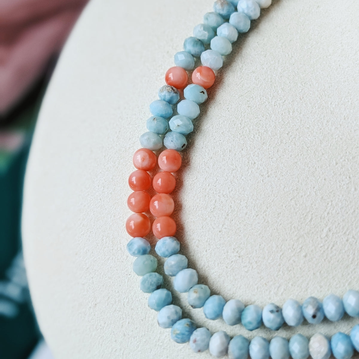 The Capri Necklace | Italian Coral + Larimar