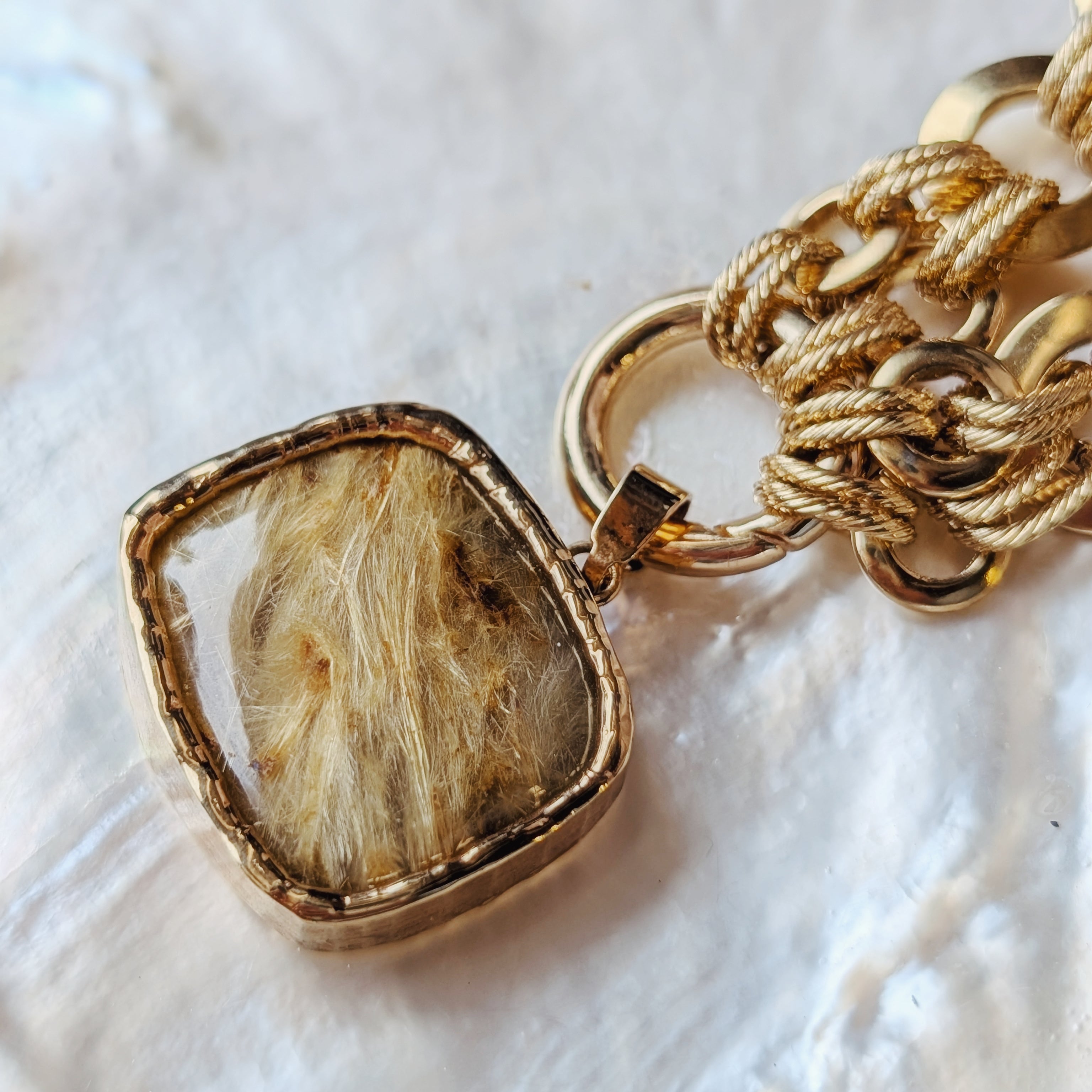The Jett Necklace | Blue Lace Agate + Golden Rutile