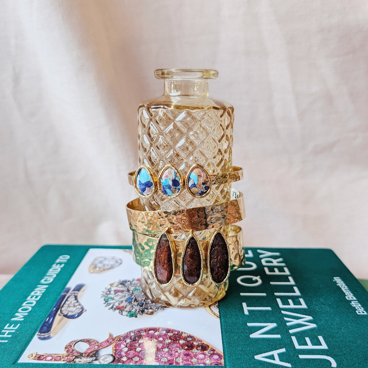 The Lucia Cuff | Moonstone, Lapis Lazuli, Malachite + Sapphire