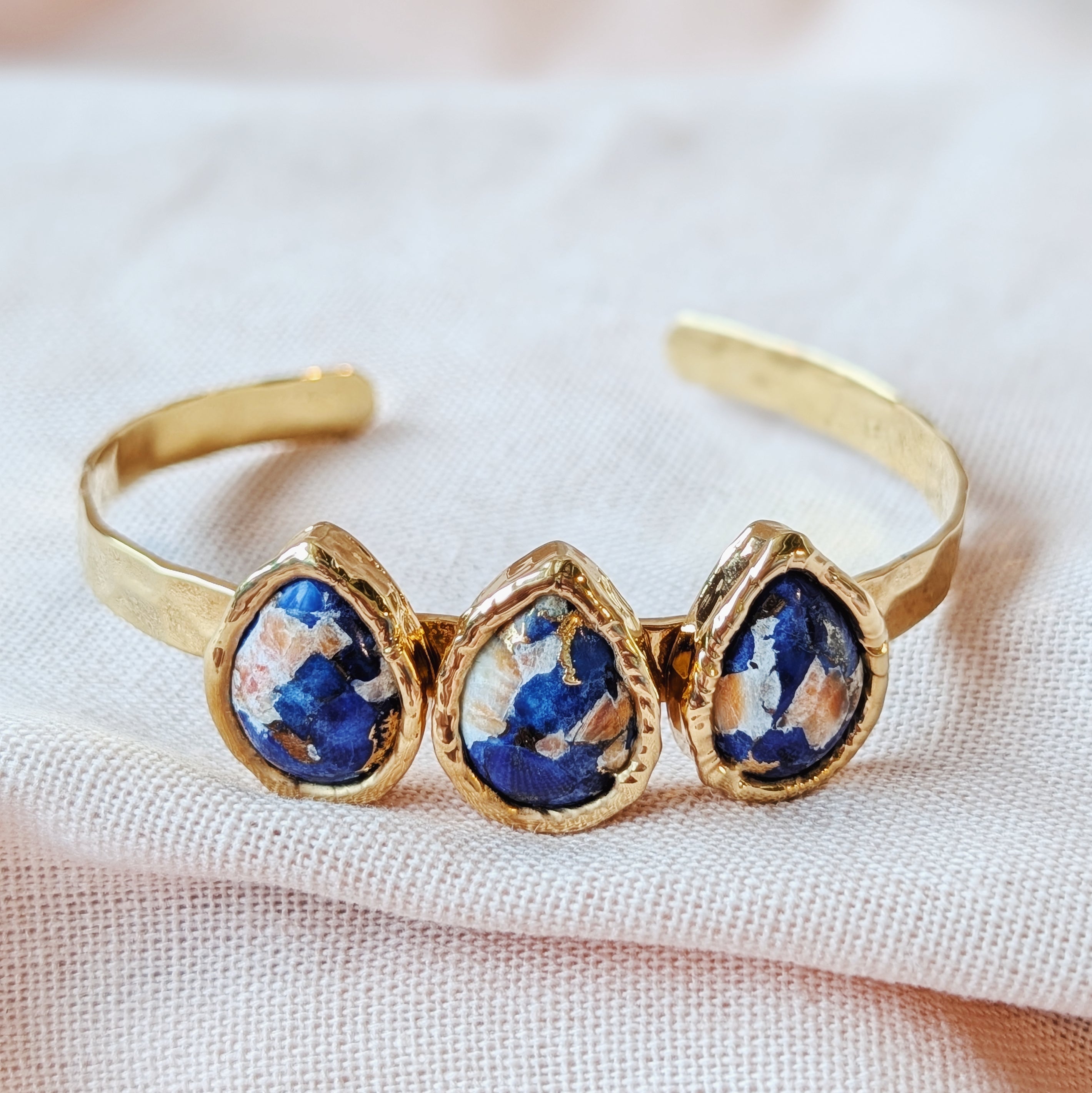 The Lucia Cuff | Moonstone, Lapis Lazuli, Malachite + Sapphire