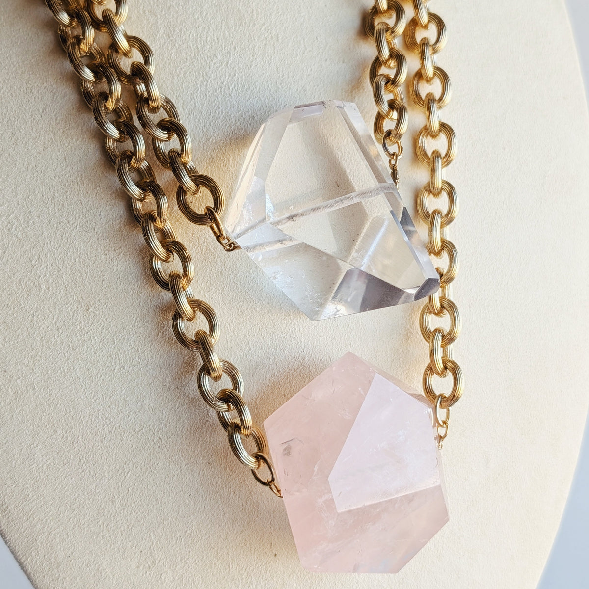 The Lennox Necklace | Rose Quartz + Clear Quartz