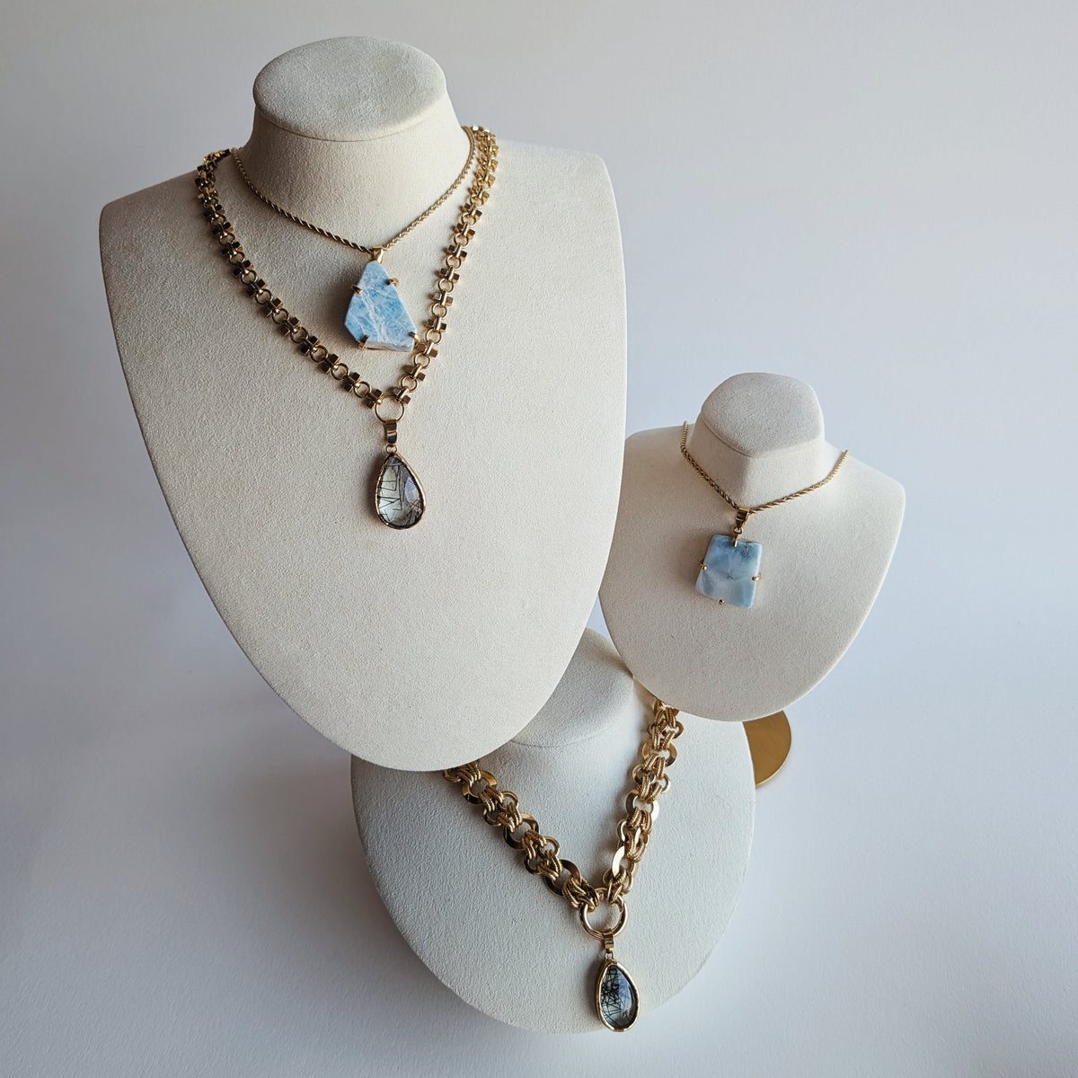 The Margaux Necklace | Larimar + Golden Rutile