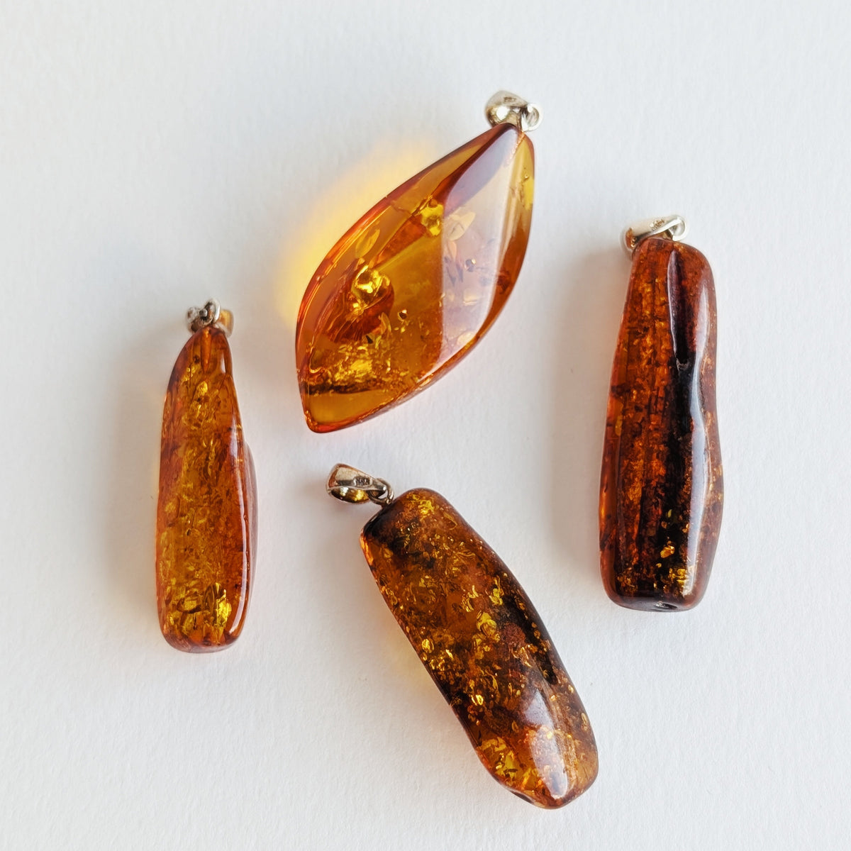 Natural Amber Pendant | Sterling Silver