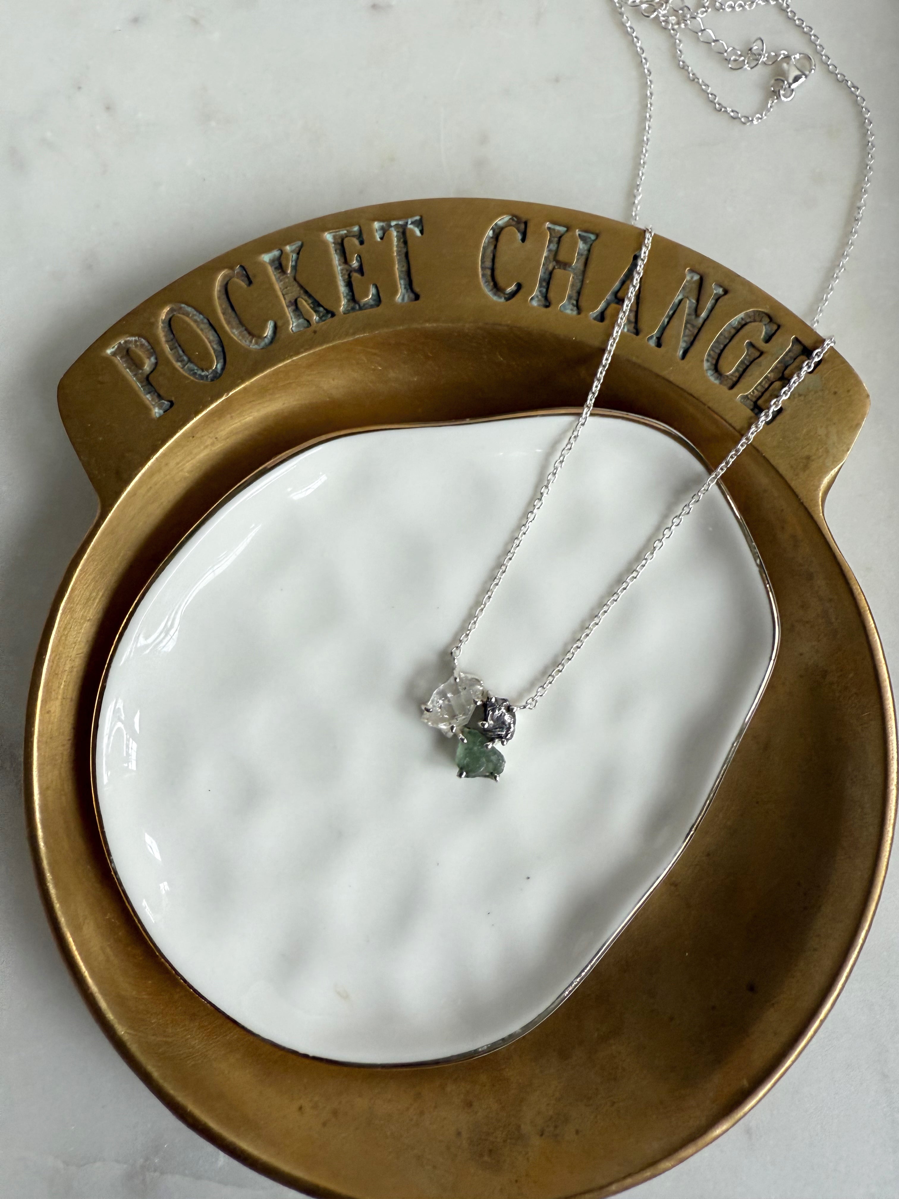The Selene Necklace | Gold or Silver Gemstone Trio Necklace