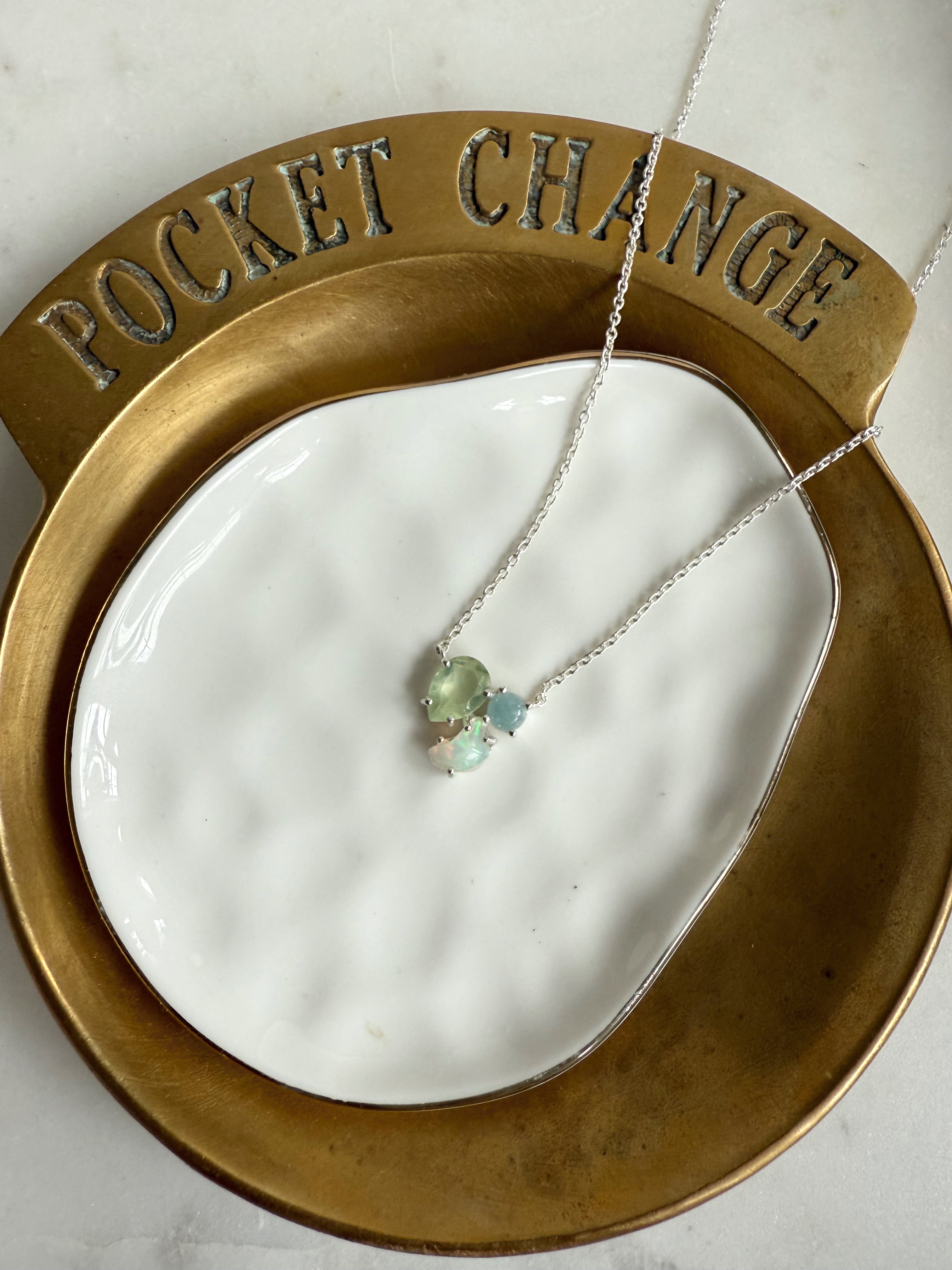 The Selene Necklace | Gold or Silver Gemstone Trio Necklace