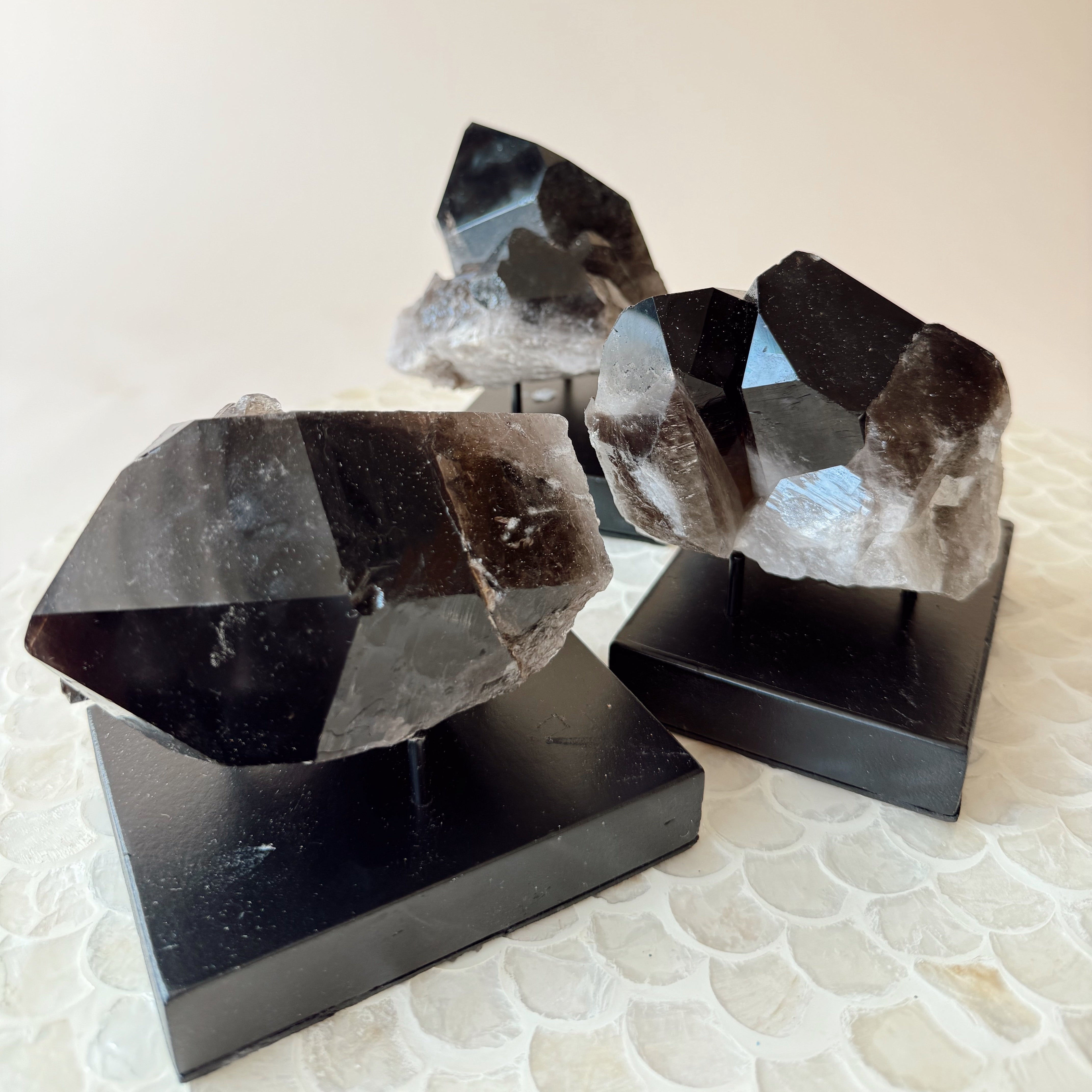 Smoky Quartz Cluster on Stand
