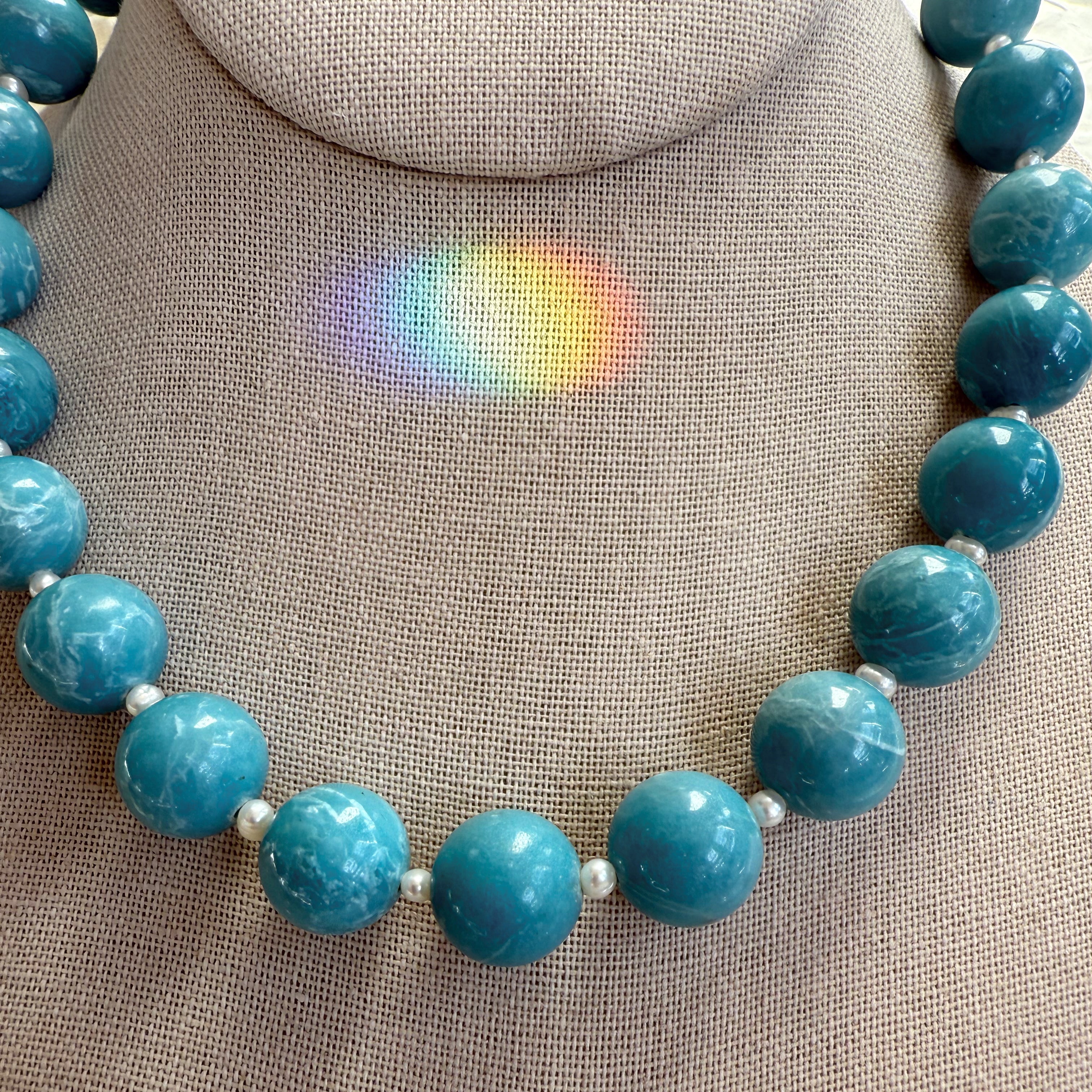 Doris Necklace with Knotted Silk and Stone Beads