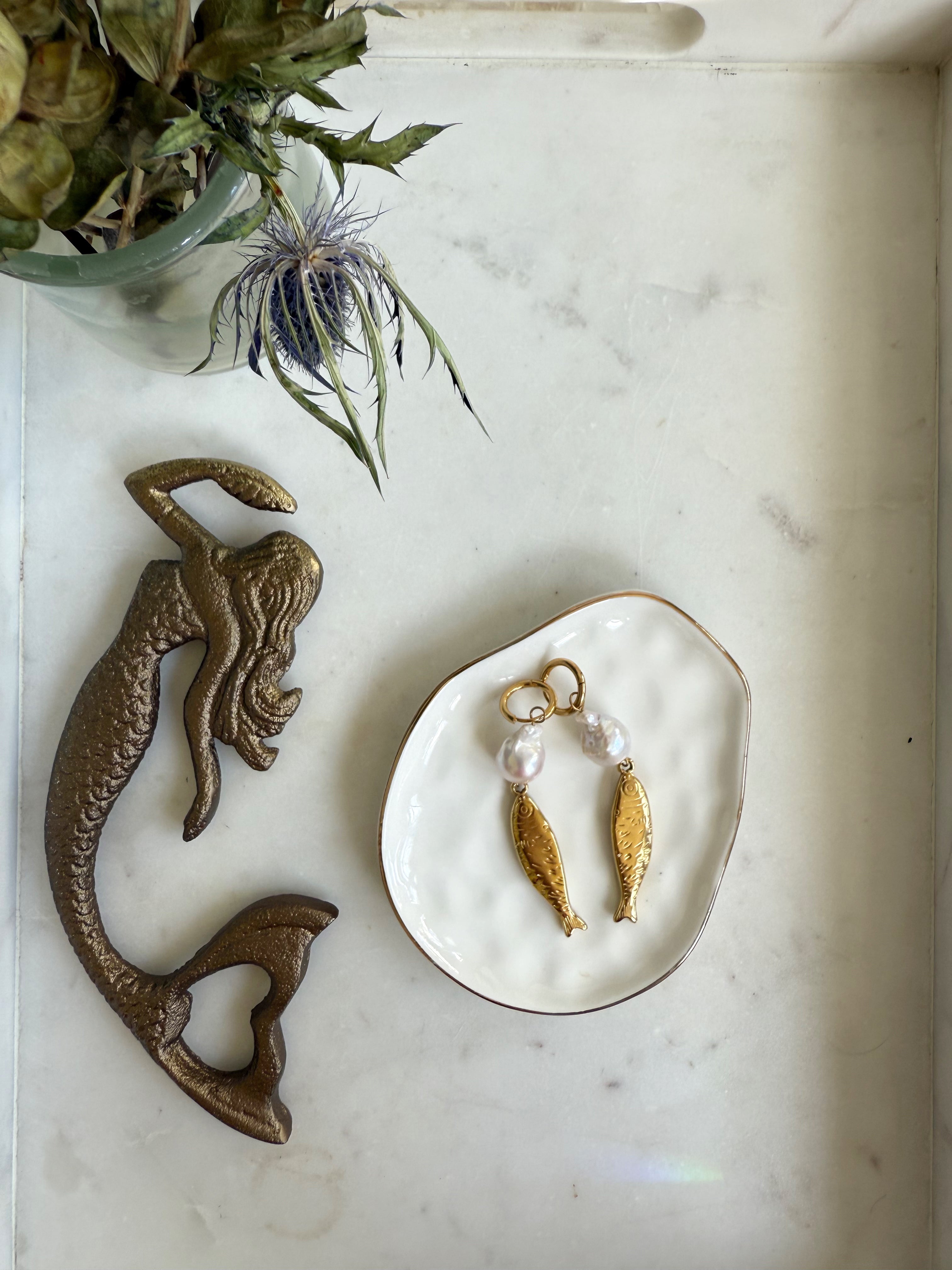 Sardinia Earrings | Gold Baroque Pearl Drop Earrings