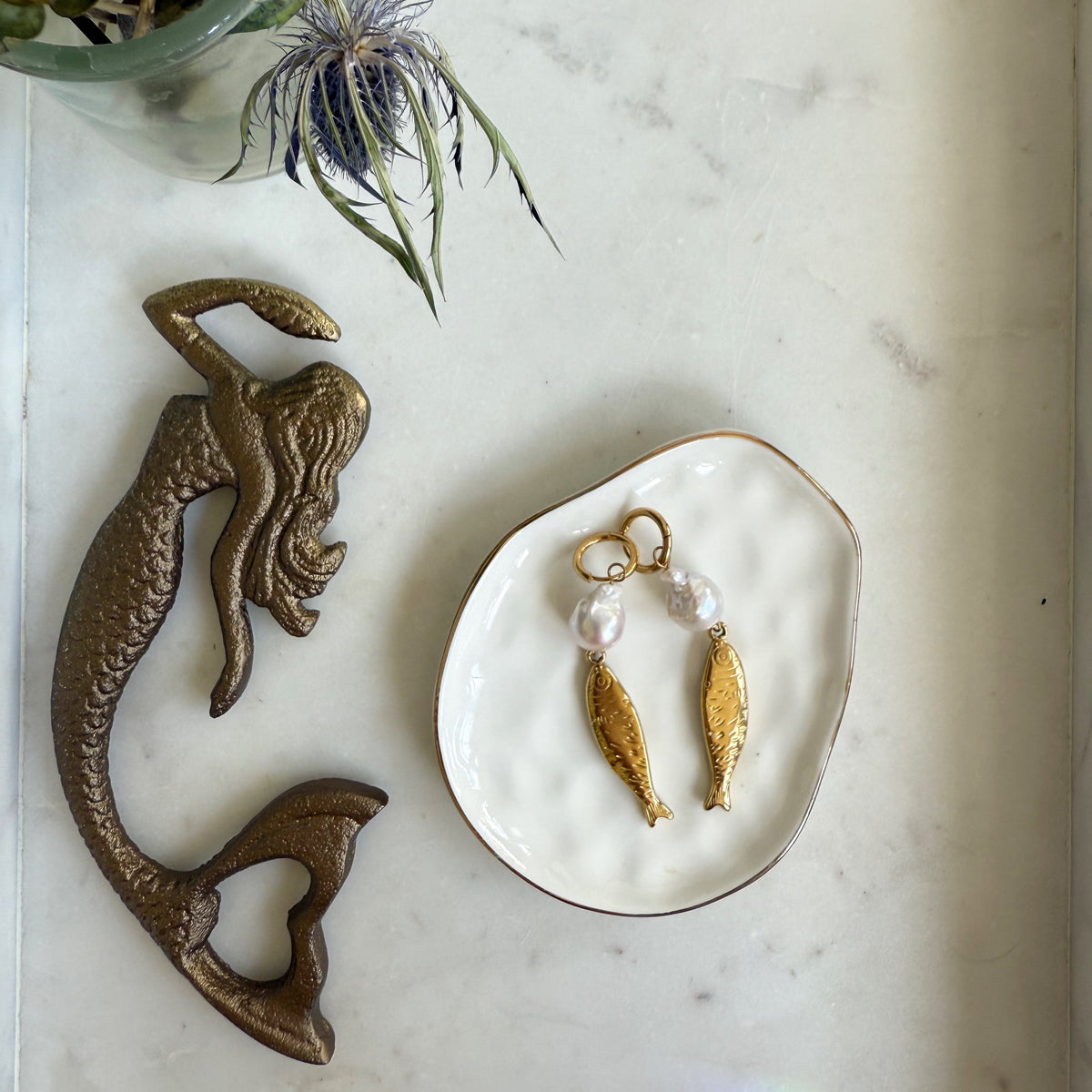 Sardinia Earrings | Gold Baroque Pearl Drop Earrings