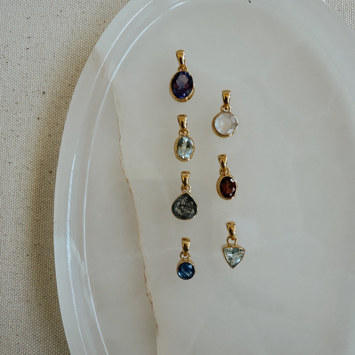 Faceted Gemstone Pendant in Gold