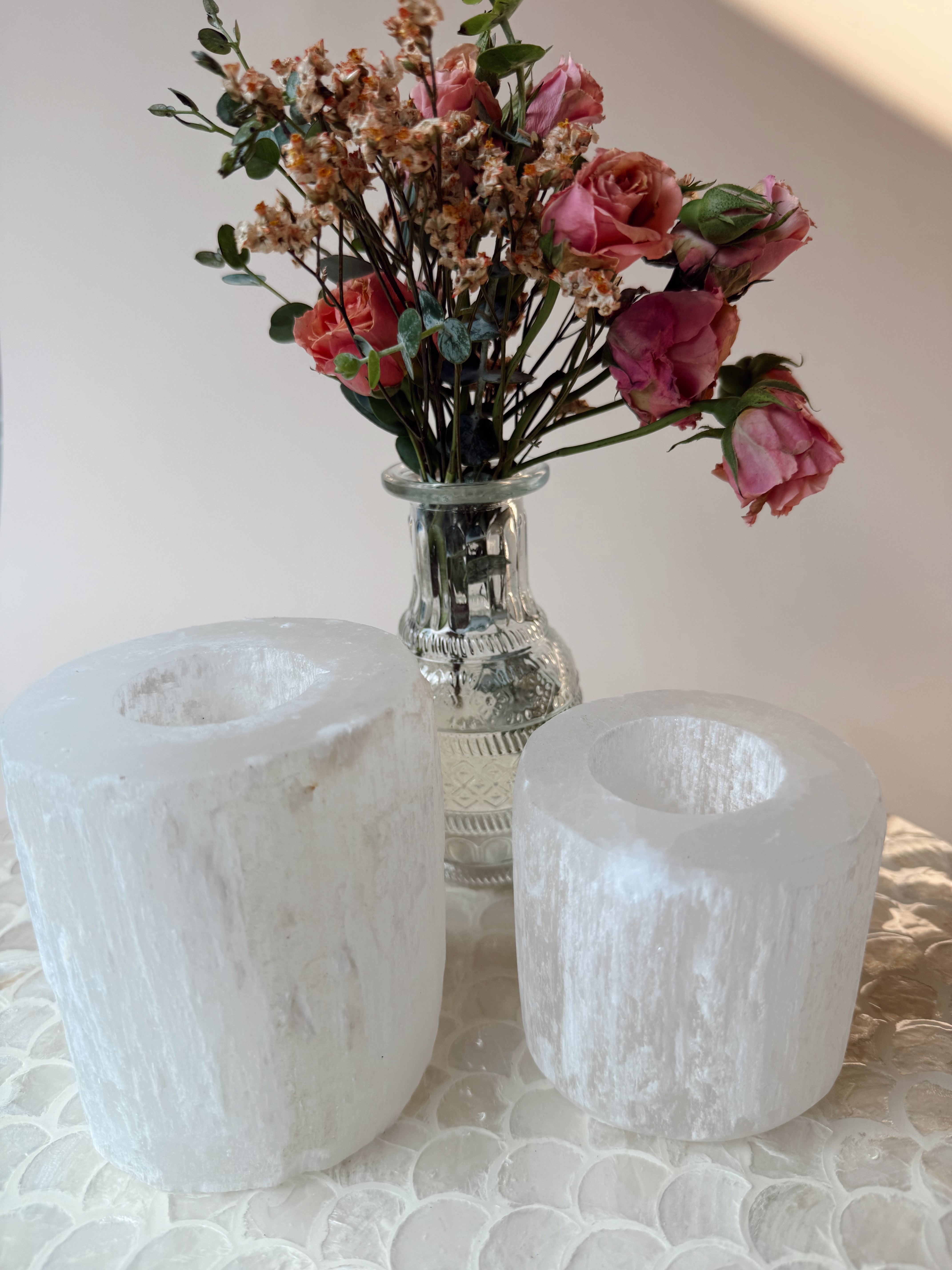 Selenite Votive Holder